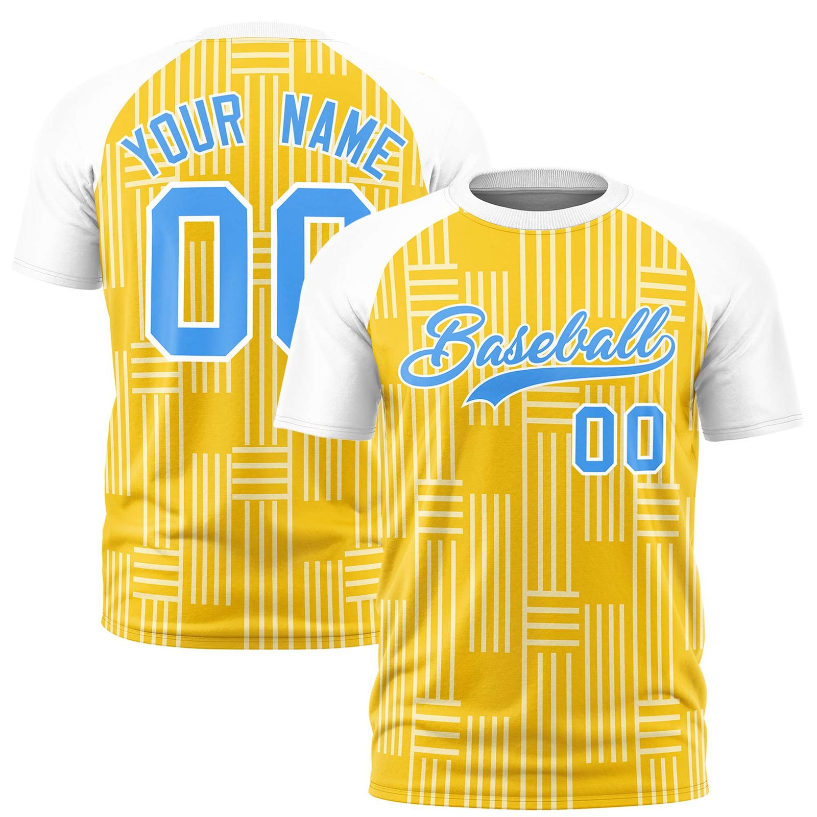 Custom Gold 01-White Personalized Line Pattern Performance T-Shirt