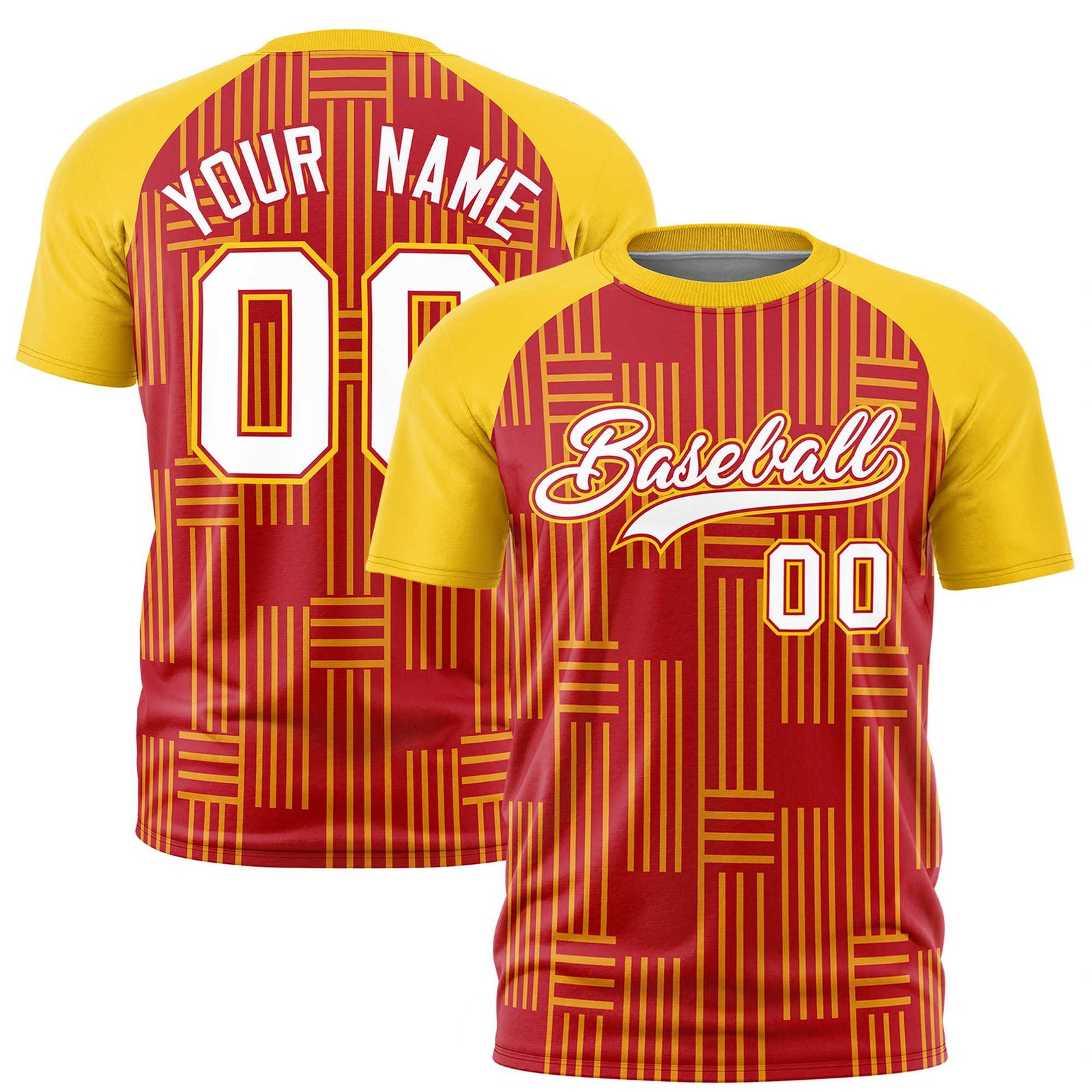 Custom Red-Gold 01 Personalized Line Pattern Performance T-Shirt