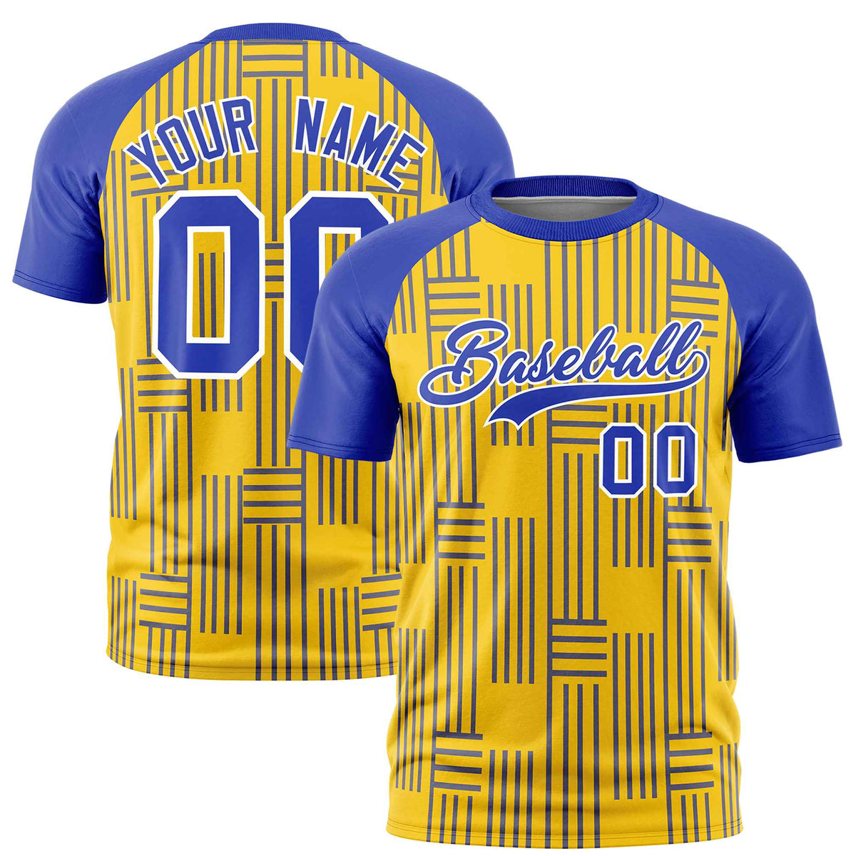 Custom Gold 01-Royal Blue Personalized Line Pattern Performance T-Shirt