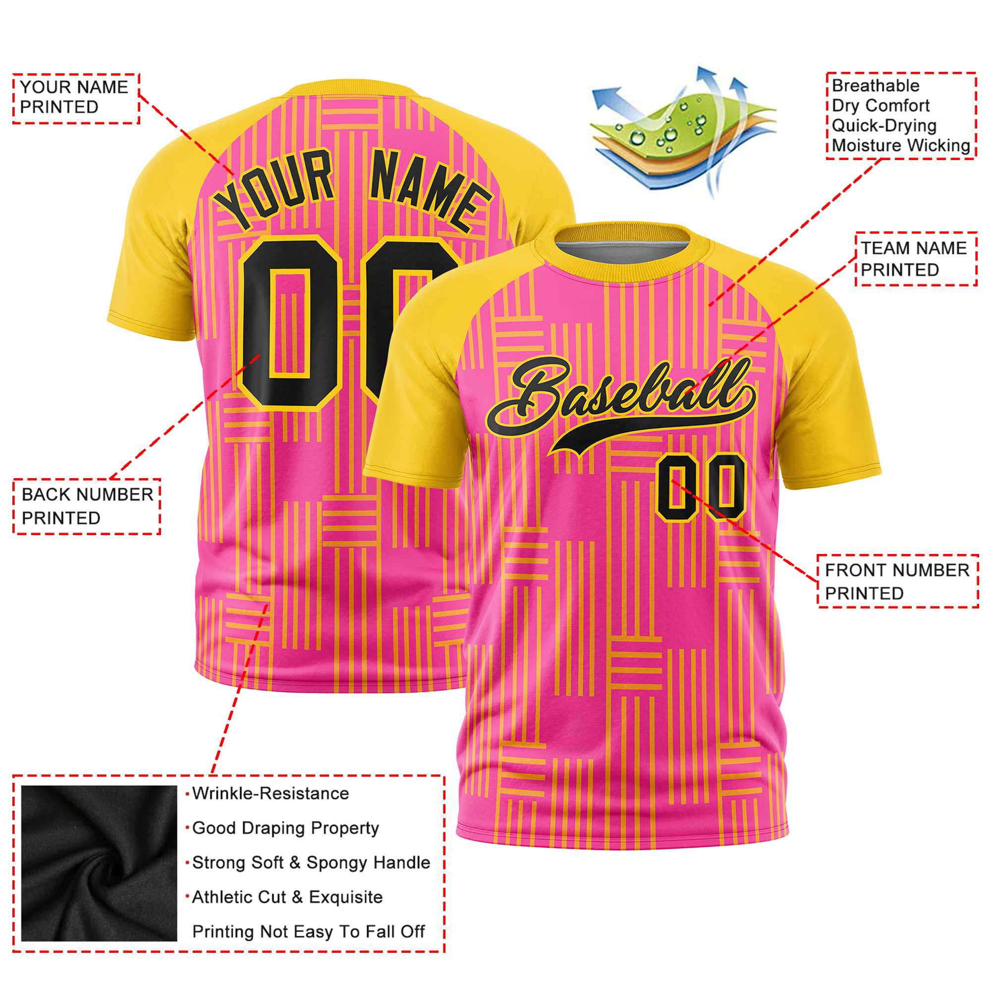 Custom Pink-Gold 01 Personalized Line Pattern Performance T-Shirt