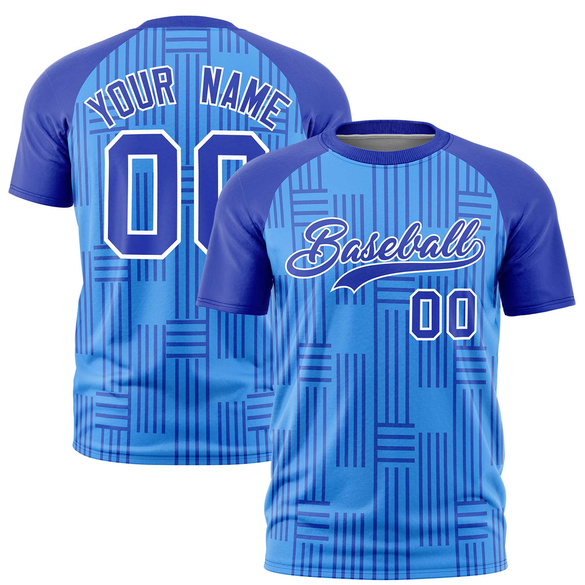 Custom Powder Blue-Royal Blue Personalized Line Pattern Performance T-Shirt