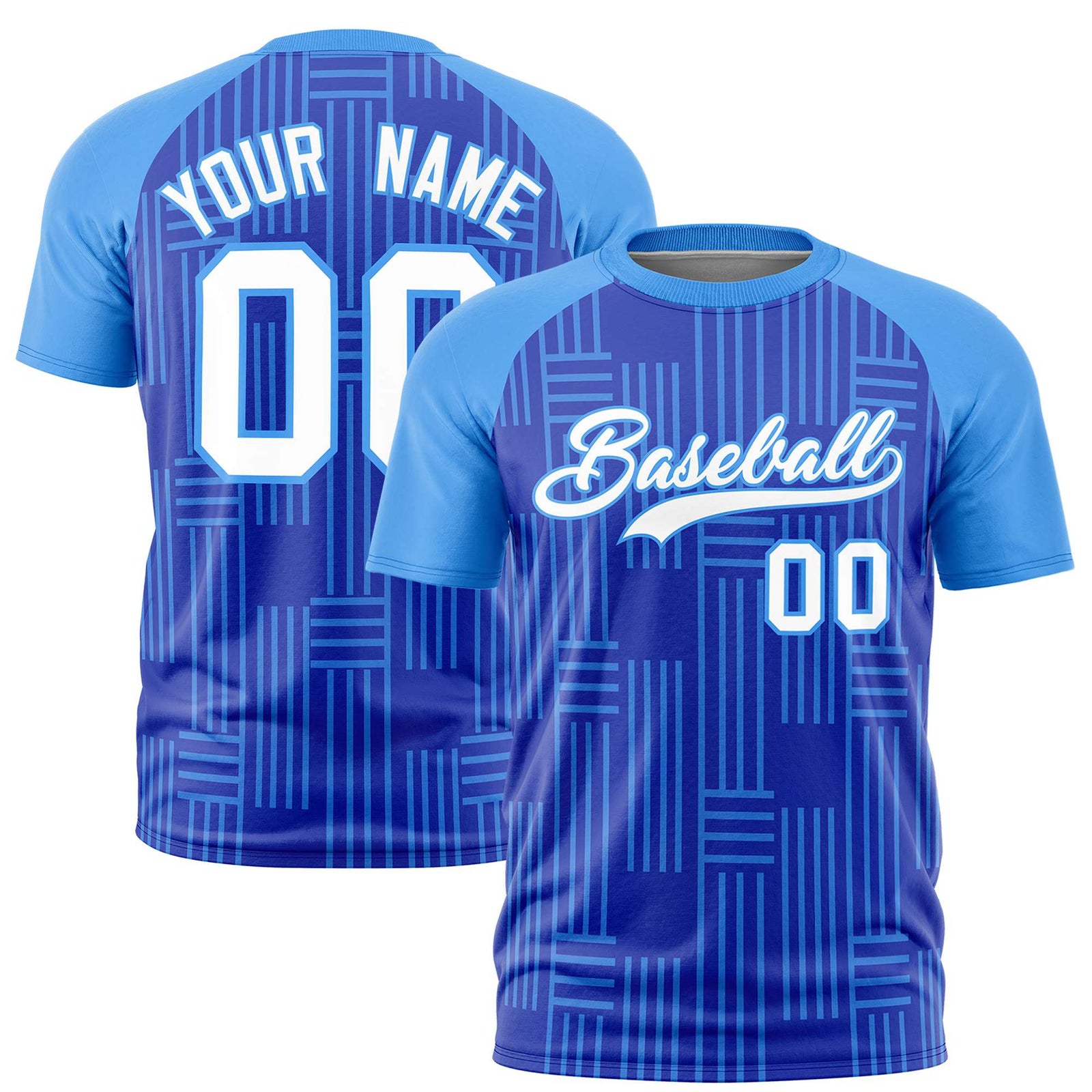 Custom Royal Blue-Powder Blue Personalized Line Pattern Performance T-Shirt