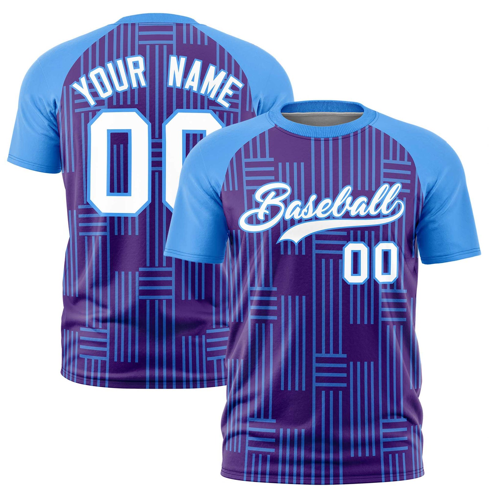 Custom Purple-Powder Blue Personalized Line Pattern Performance T-Shirt