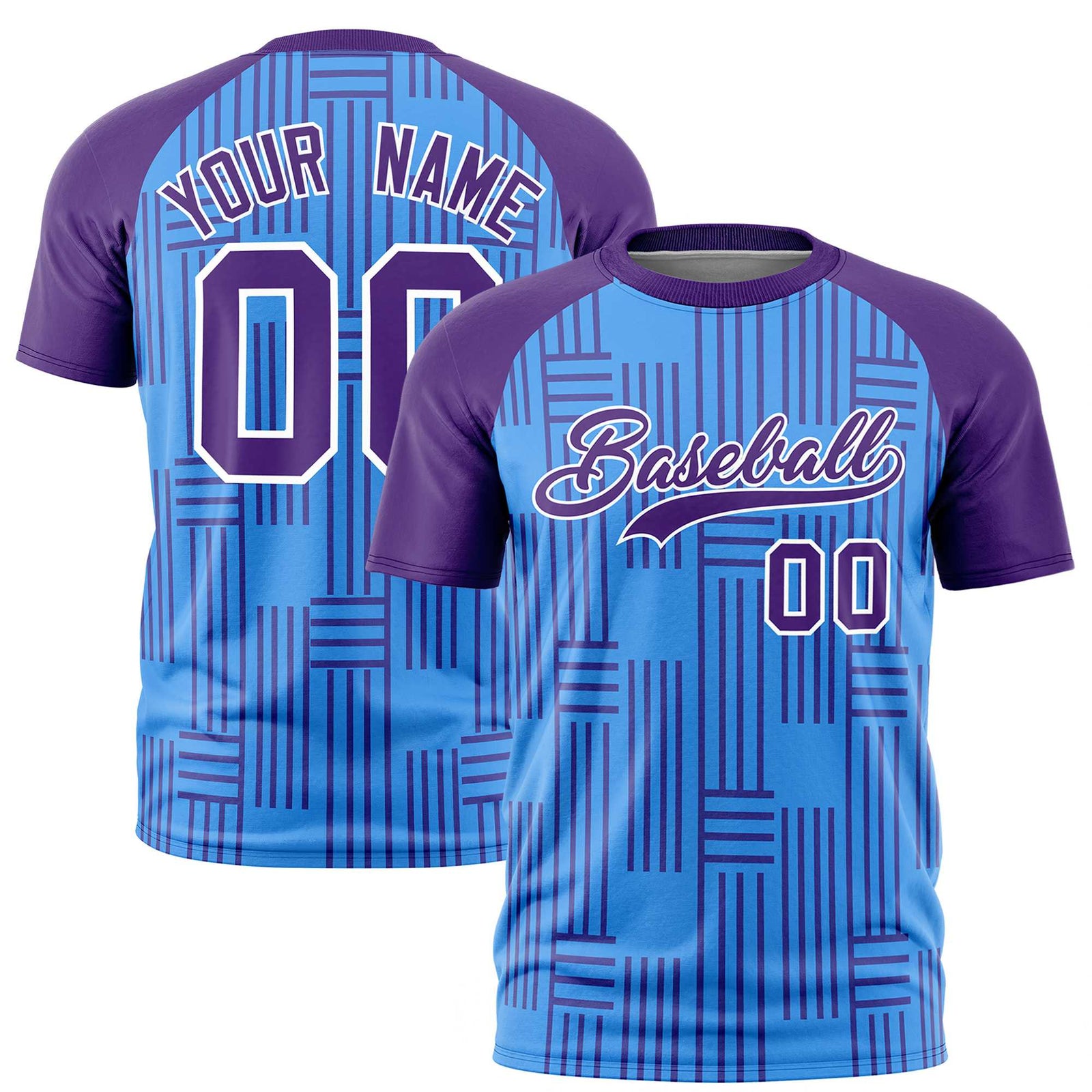 Custom Powder Blue-Purple Personalized Line Pattern Performance T-Shirt
