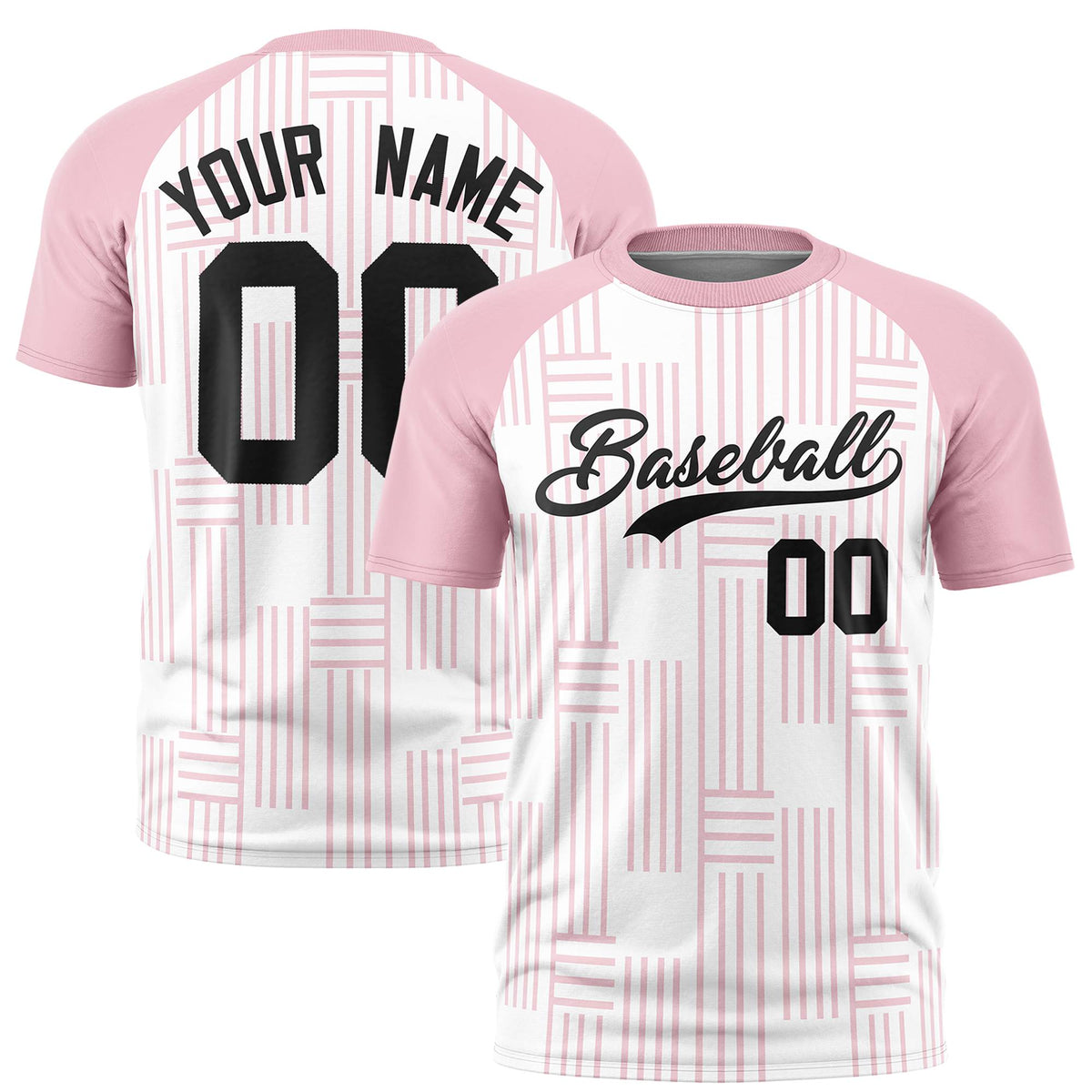 Custom White-Light Pink Personalized Line Pattern Performance T-Shirt