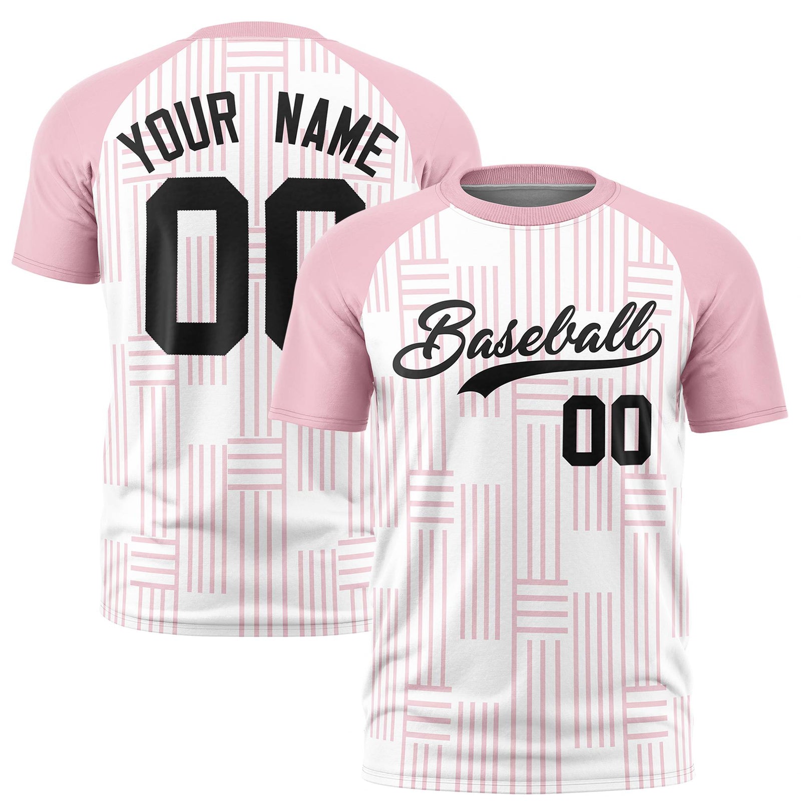 Custom White-Light Pink Personalized Line Pattern Performance T-Shirt