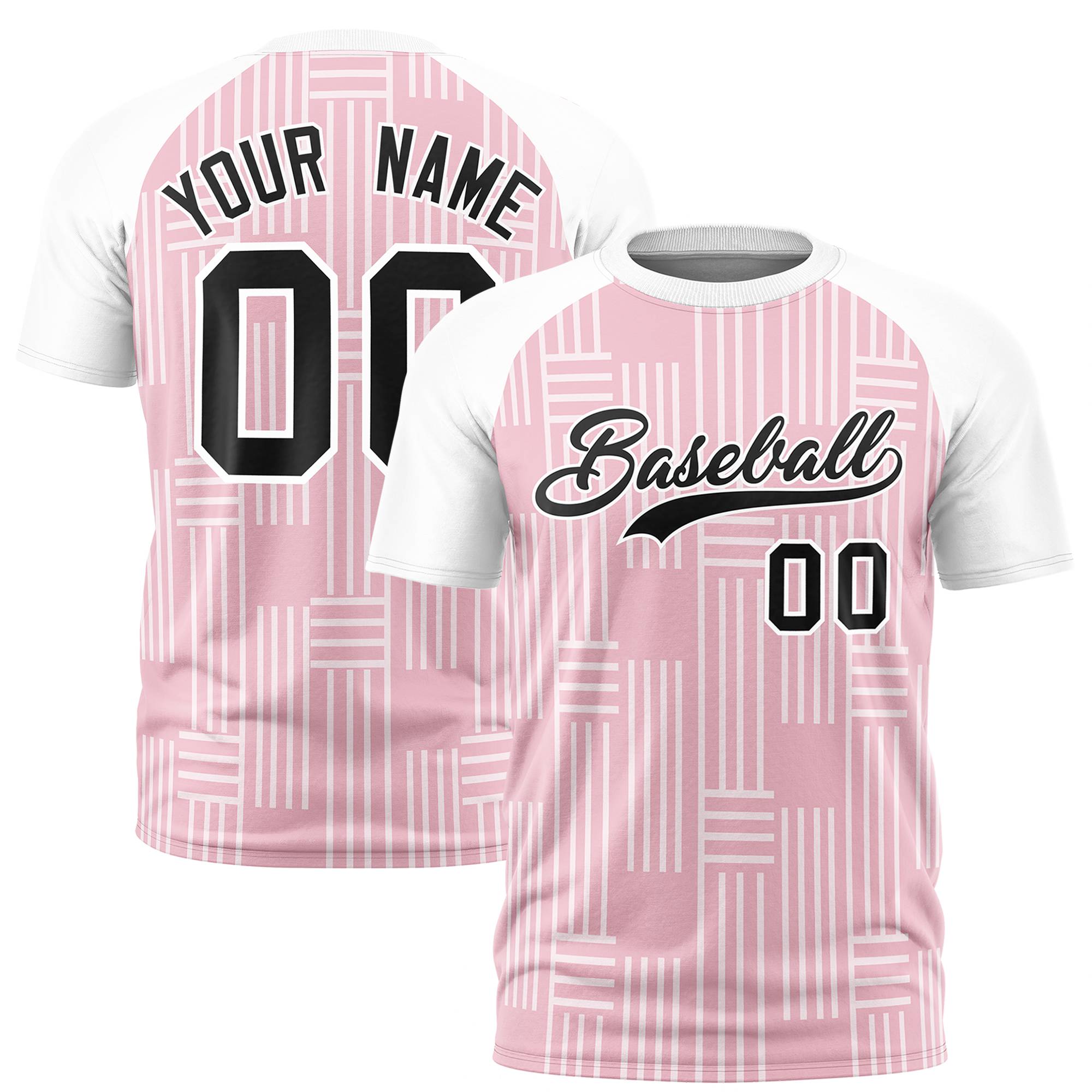 Custom Light Pink-White Personalized Line Pattern Performance T-Shirt