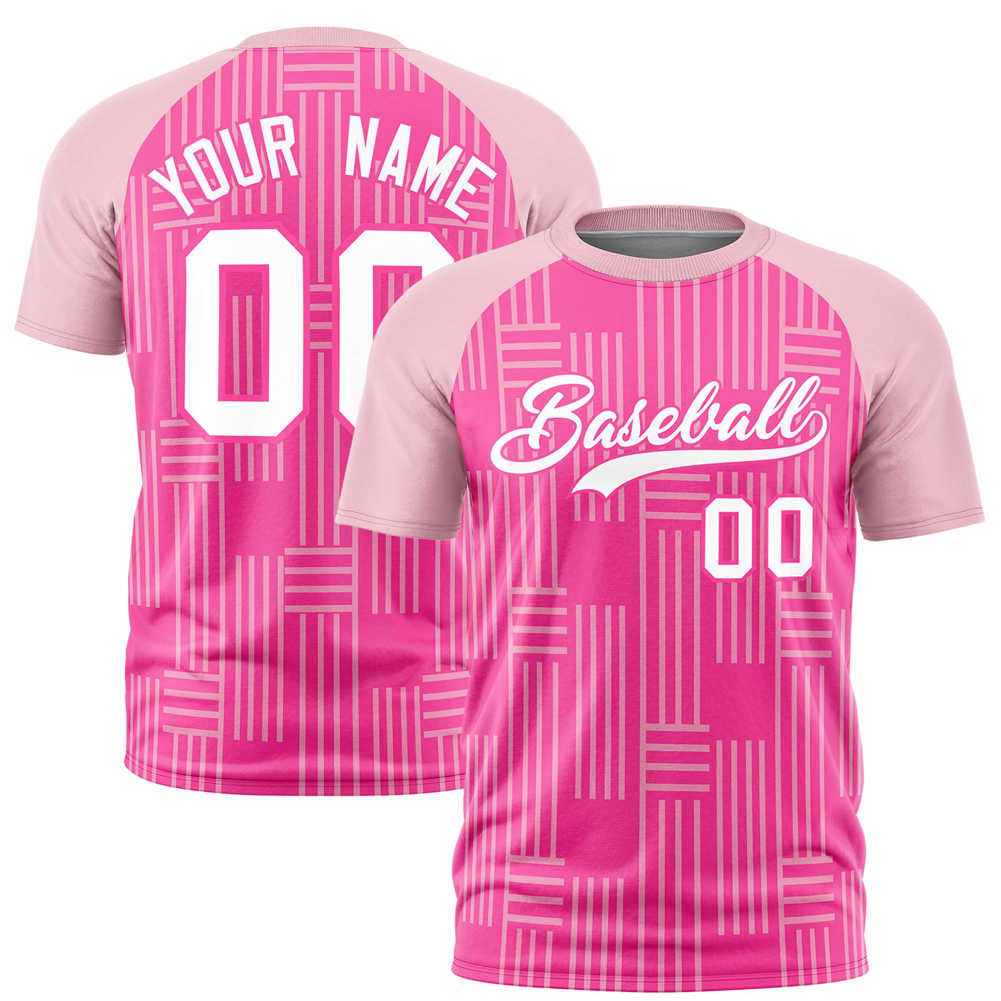 Custom Pink-Light Pink Personalized Line Pattern Performance T-Shirt