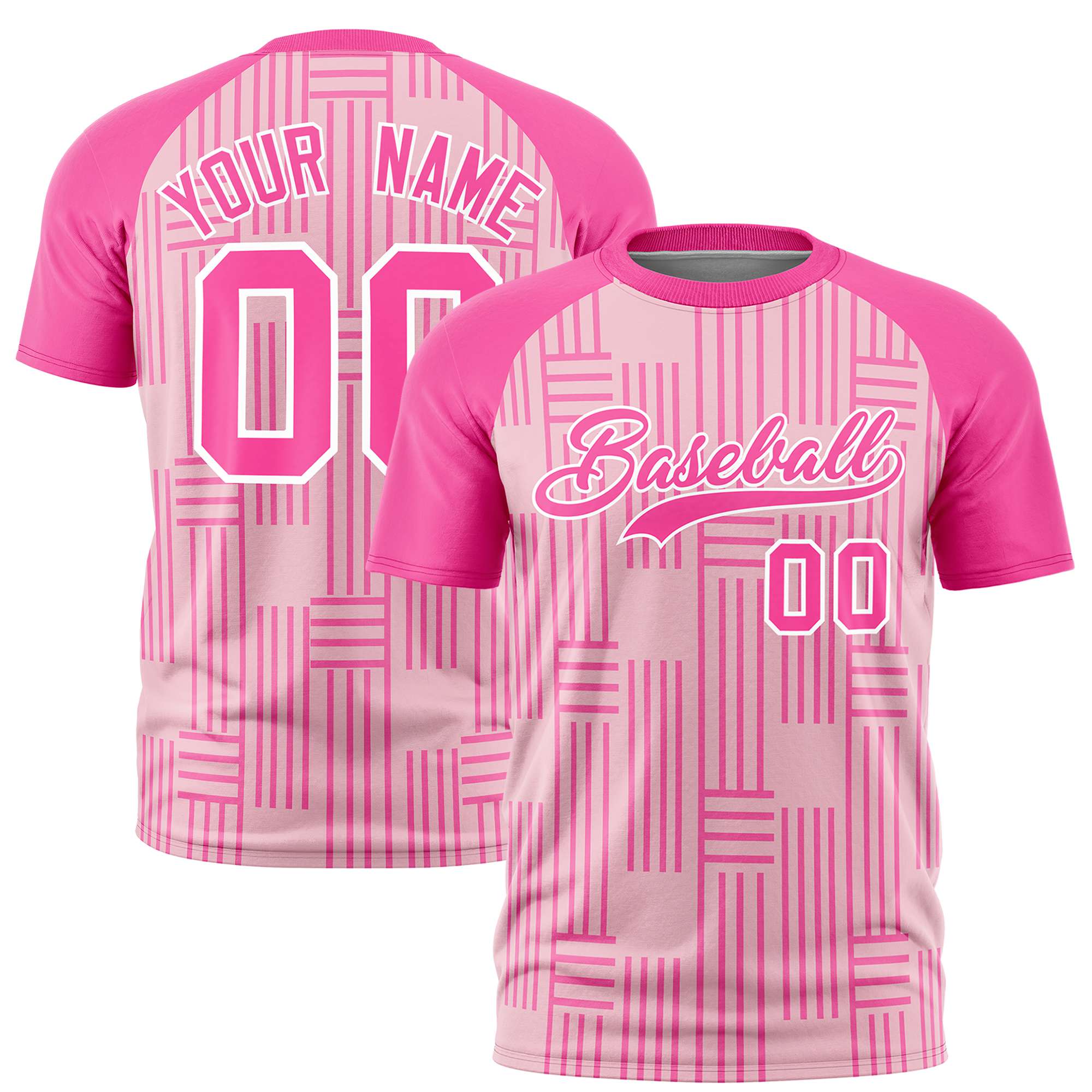 Custom Light Pink-Pink Personalized Line Pattern Performance T-Shirt