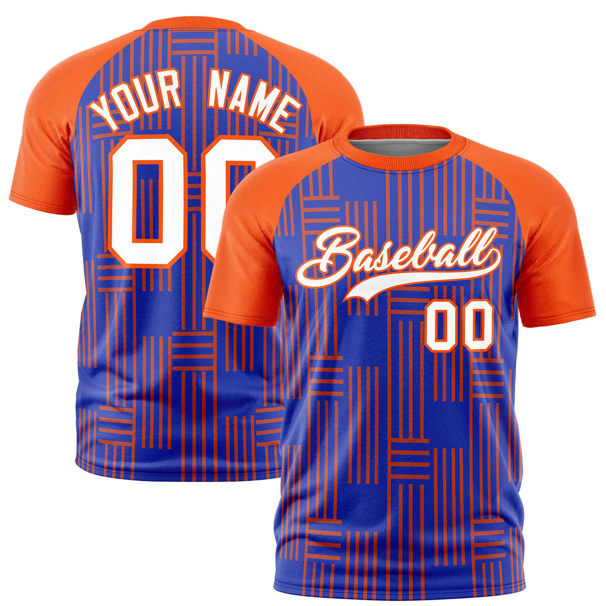 Custom Royal Blue-Orange Personalized Line Pattern Performance T-Shirt