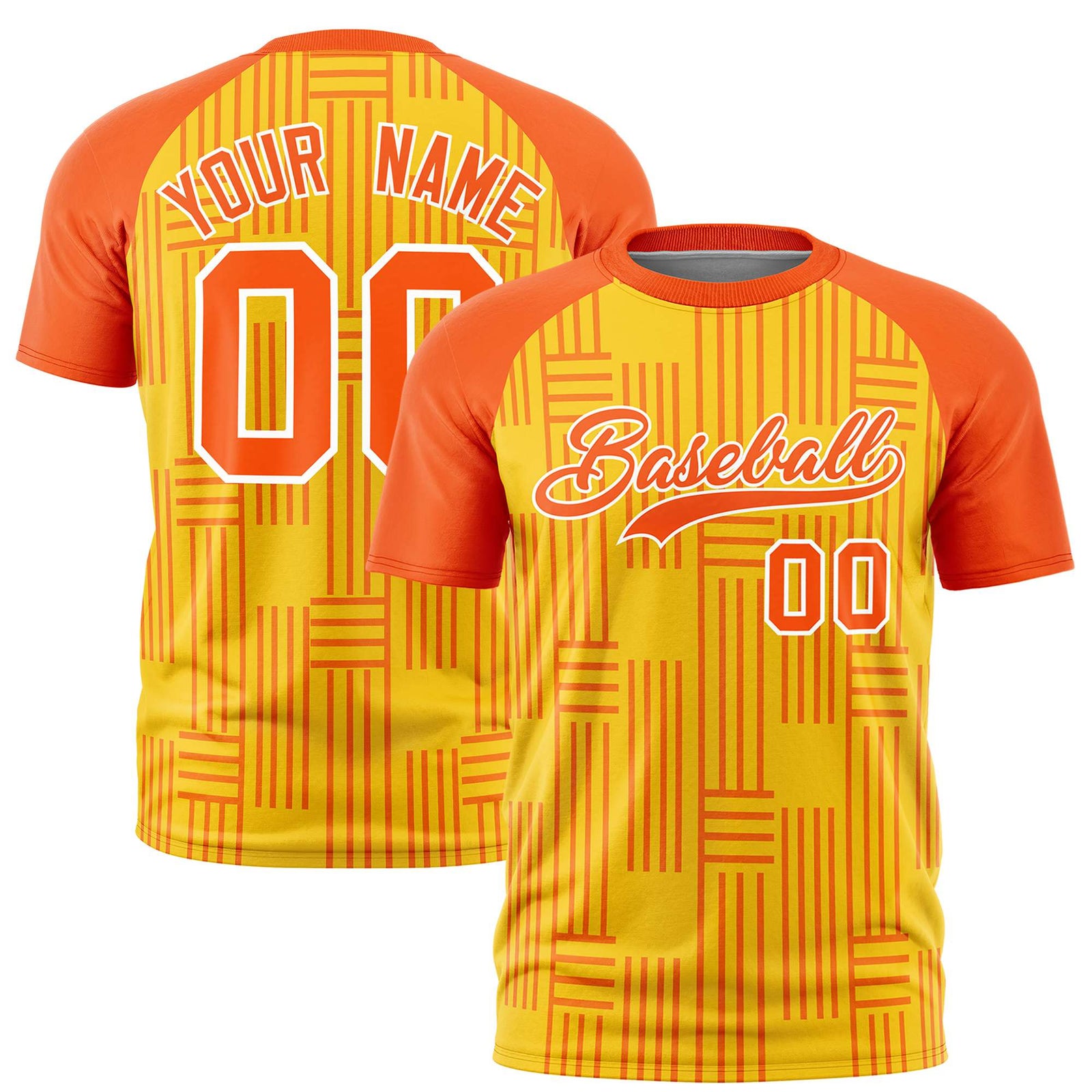 Custom Gold 01 Orange Personalized Line Pattern Performance T-Shirt