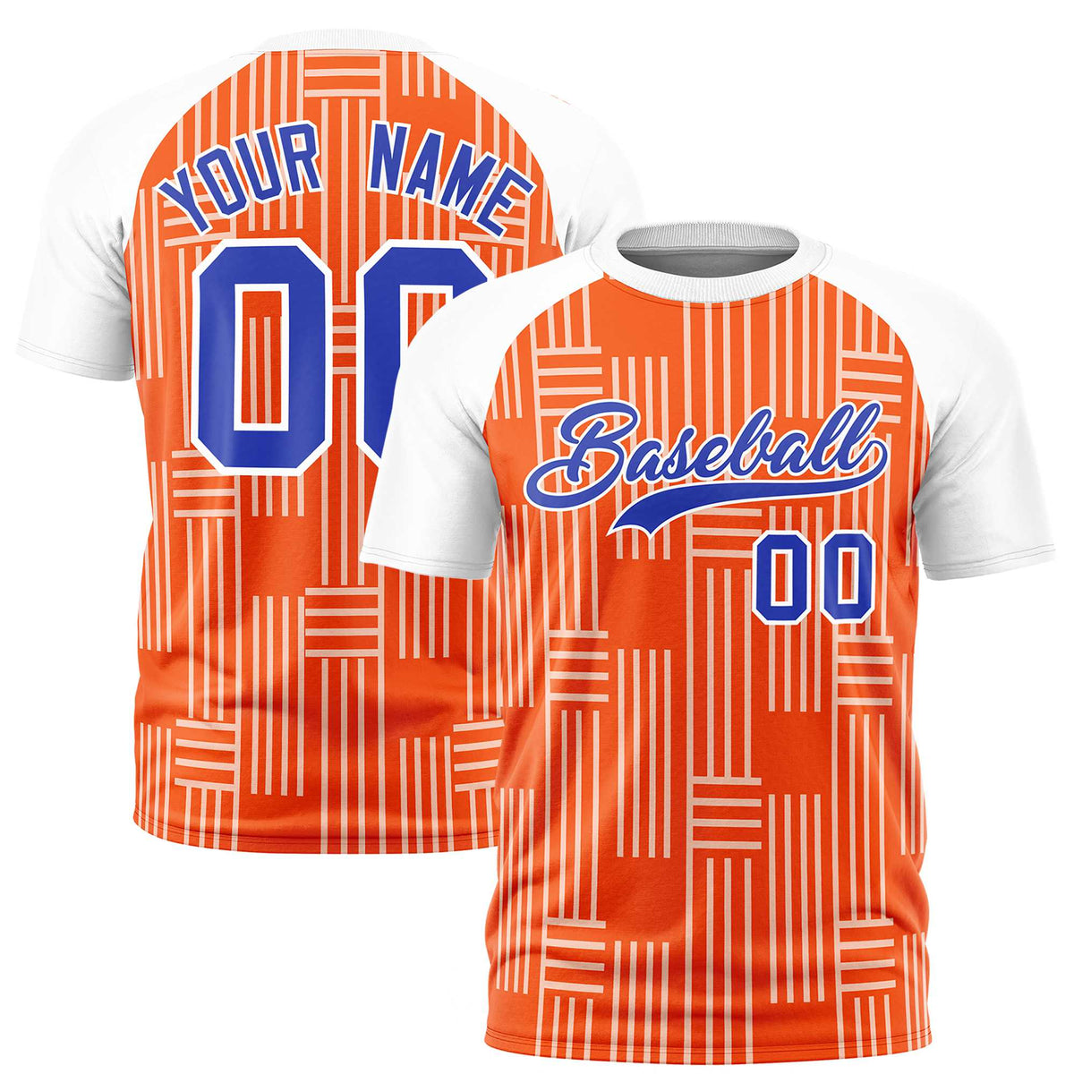 Custom Orange White Personalized Line Pattern Performance T-Shirt