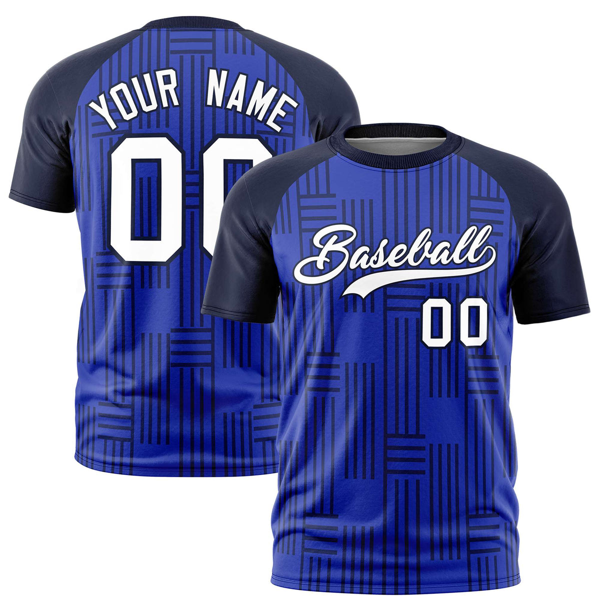 Custom Royal Blue-Navy Personalized Line Pattern Performance T-Shirt