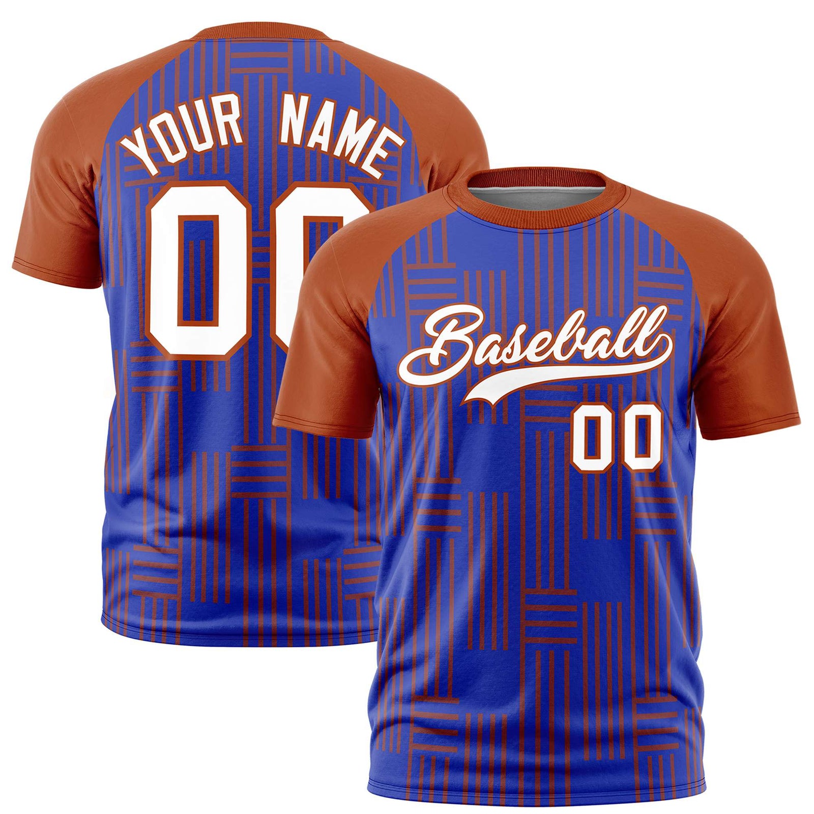 Custom Royal Blue-Texas Orange Personalized Line Pattern Performance T-Shirt