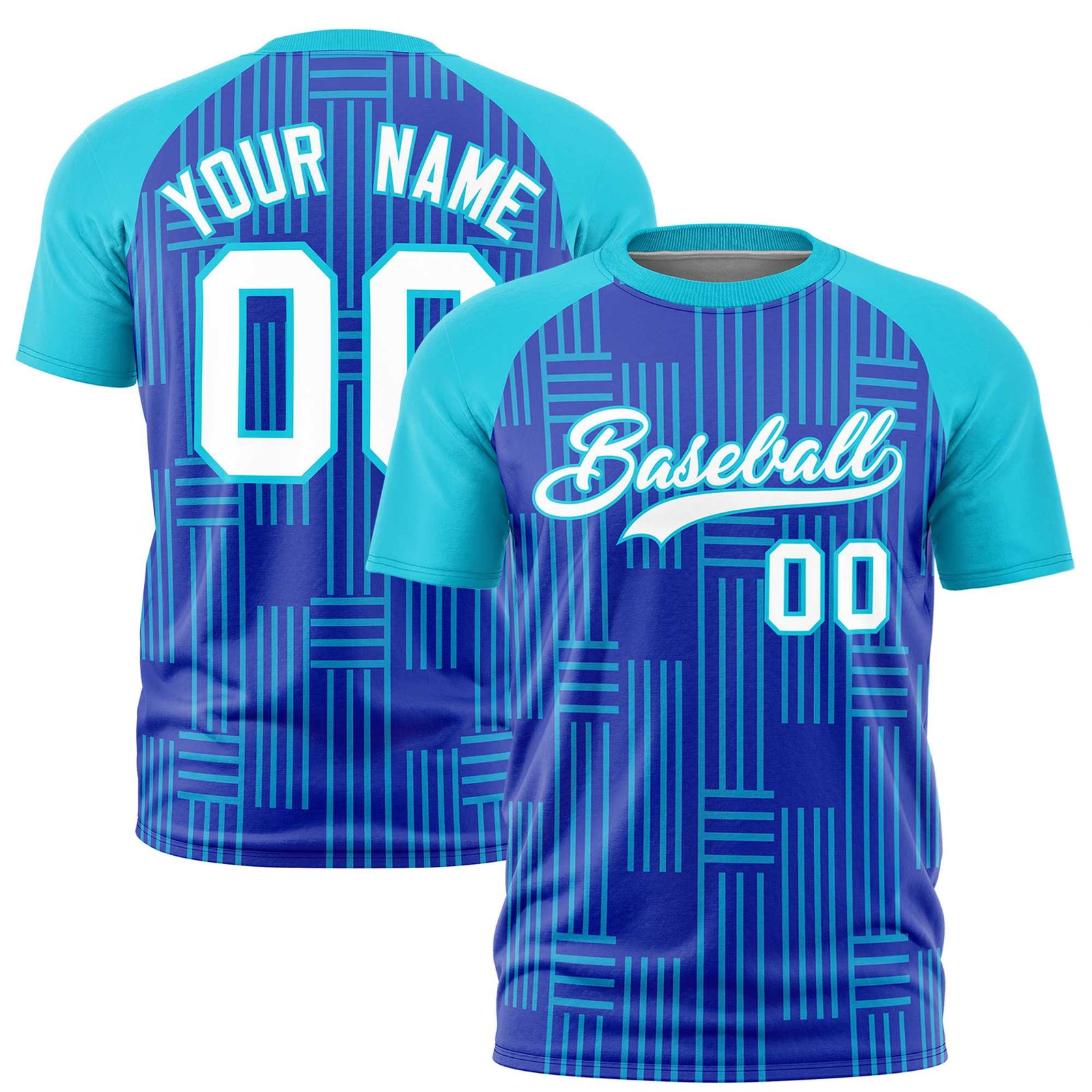 Custom Royal Blue-Sky Blue Personalized Line Pattern Performance T-Shirt