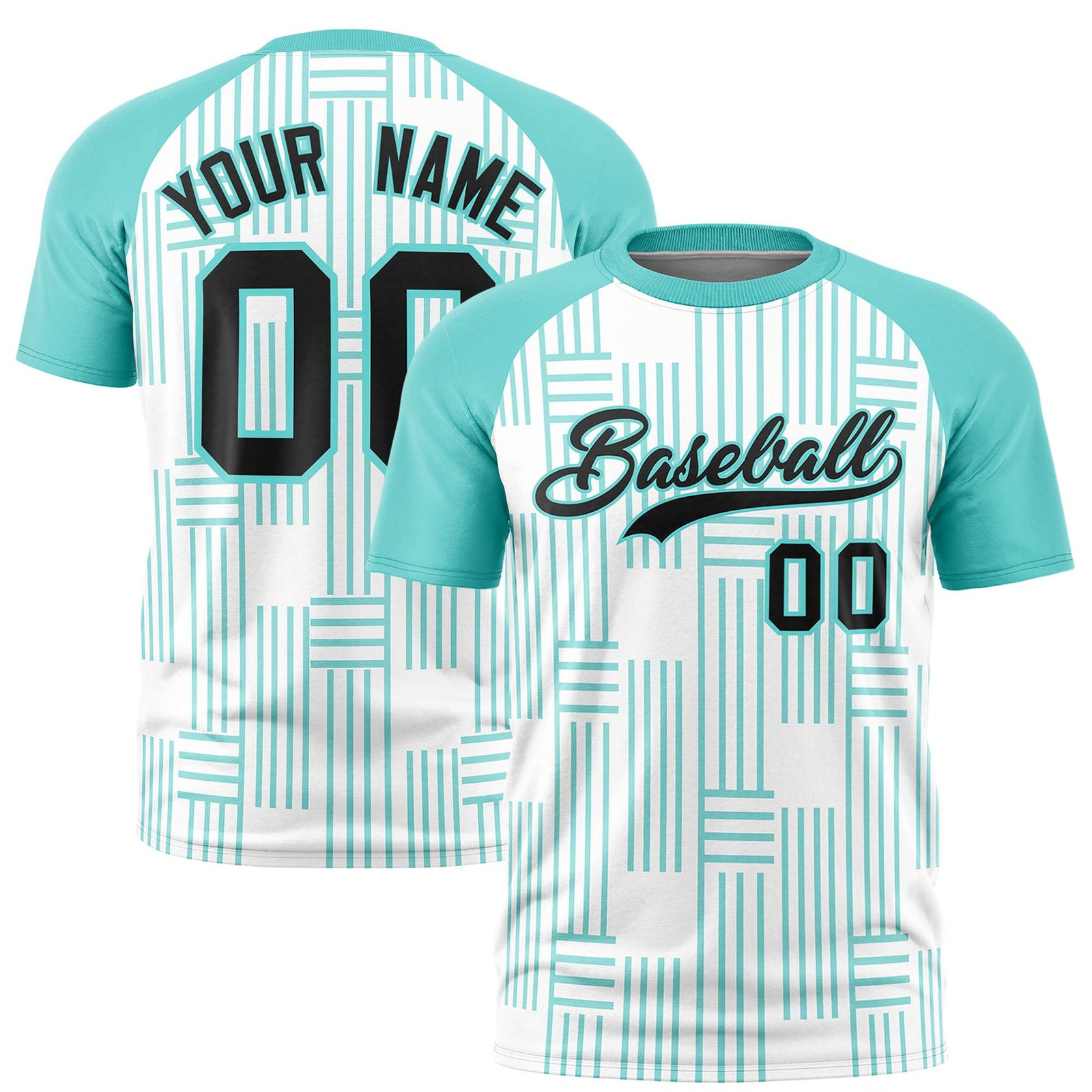 Custom White-Bright Green Personalized Line Pattern Performance T-Shirt