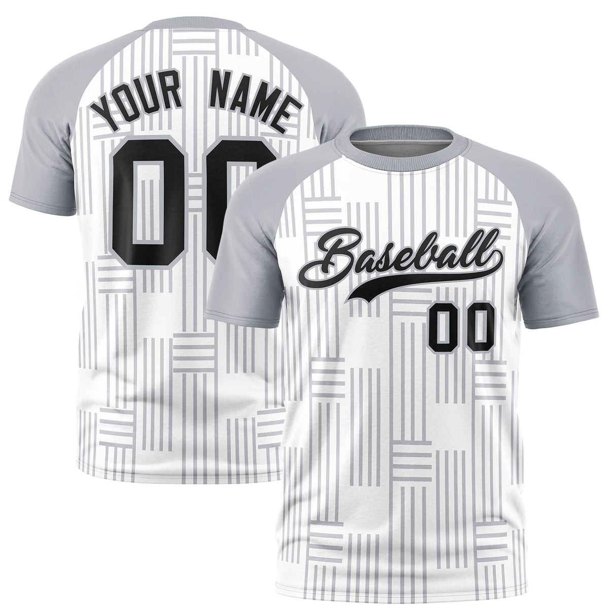 Custom White Gray Personalized Line Pattern Performance T-Shirt