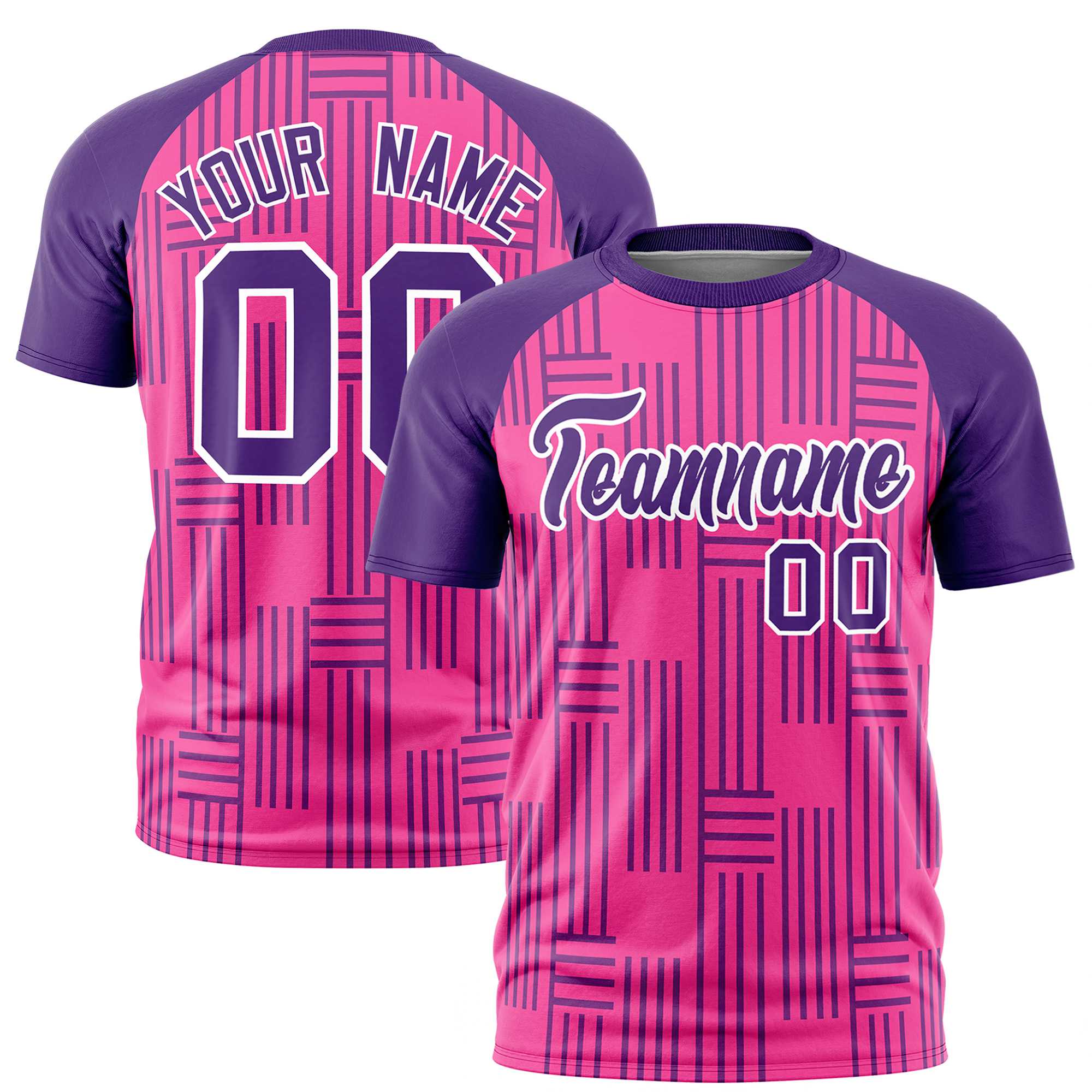 Custom Pink Purple Personalized Line Pattern Performance T-Shirt