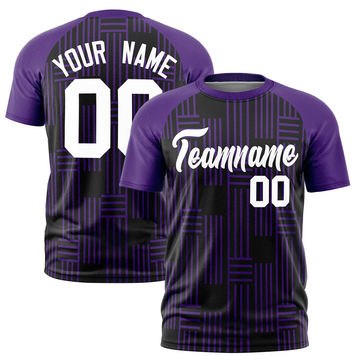 Custom Black Purple Personalized Line Pattern Performance T-Shirt