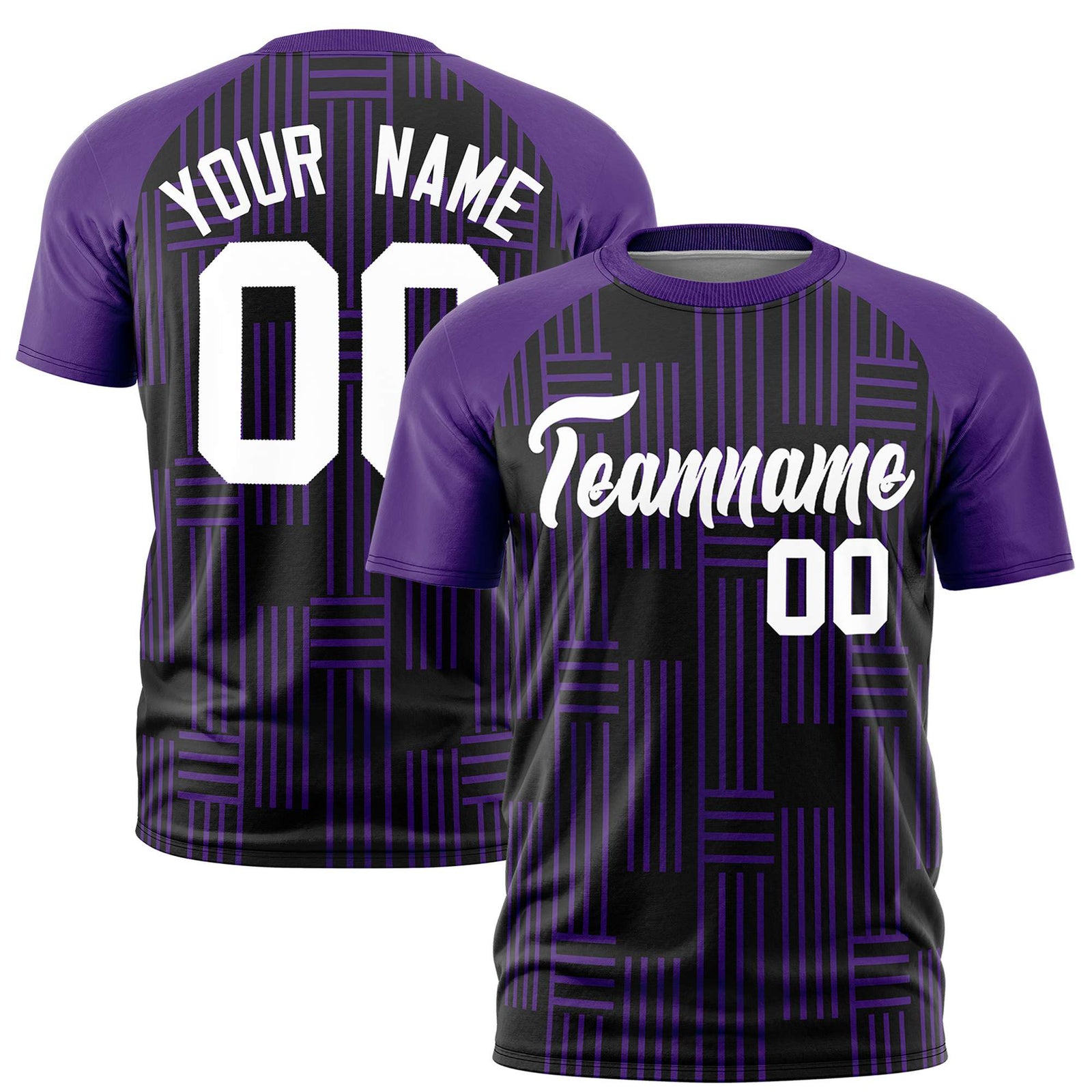 Custom Black Purple Personalized Line Pattern Performance T-Shirt