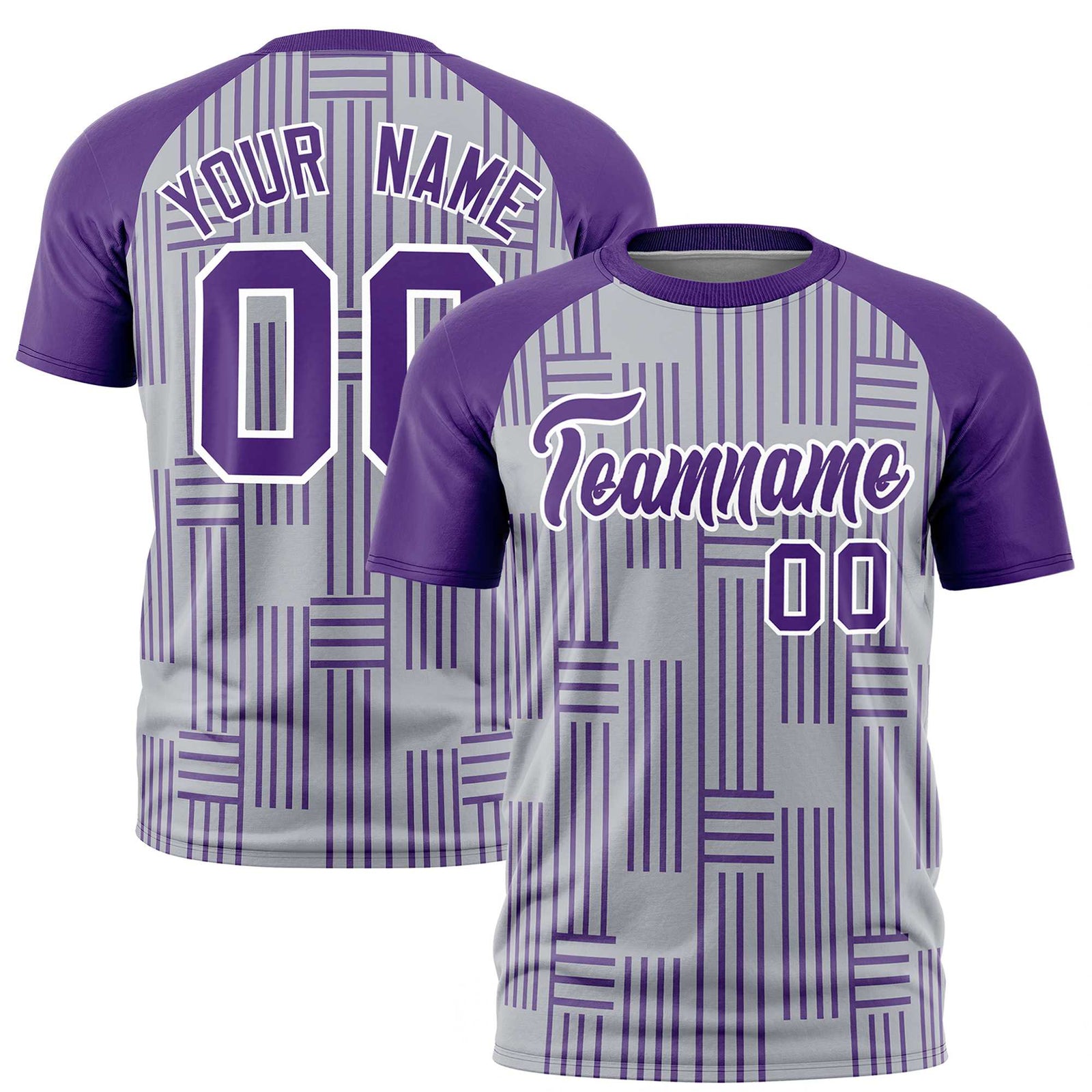 Custom Gray Purple Personalized Line Pattern Performance T-Shirt
