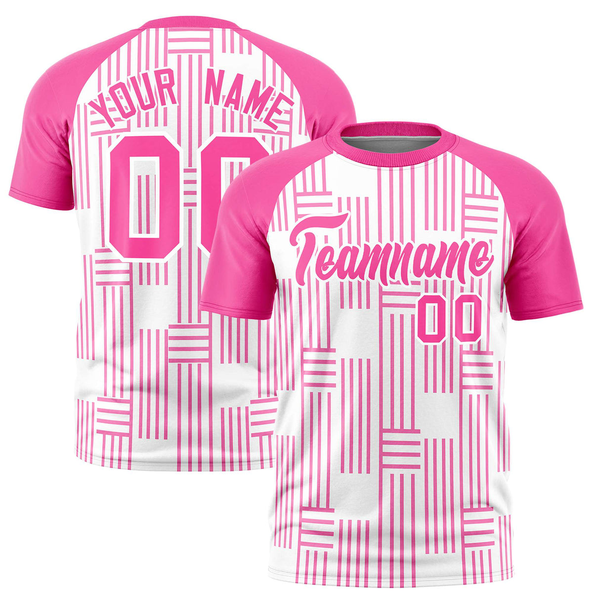 Custom White Pink Personalized Line Pattern Performance T-Shirt