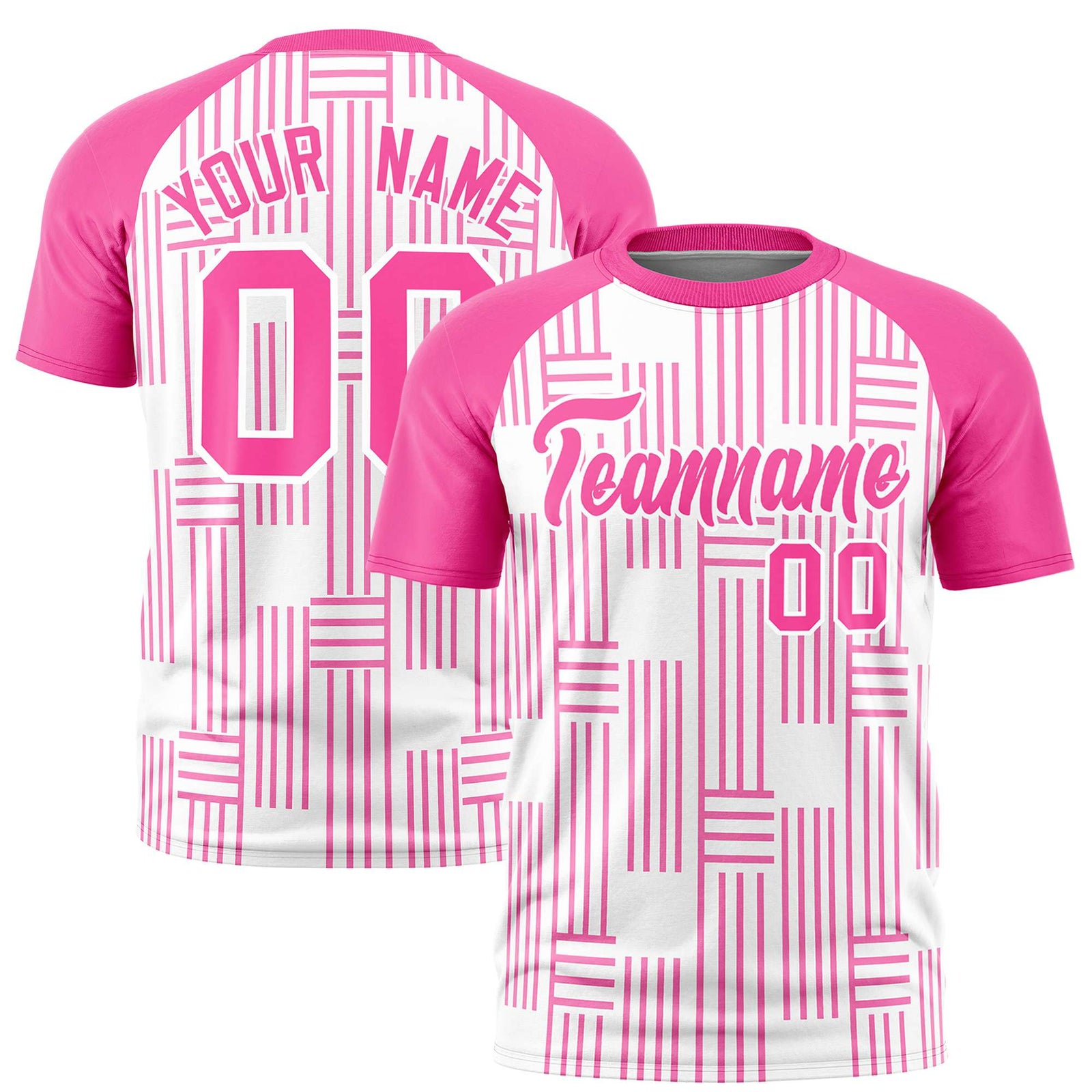 Custom White Pink Personalized Line Pattern Performance T-Shirt