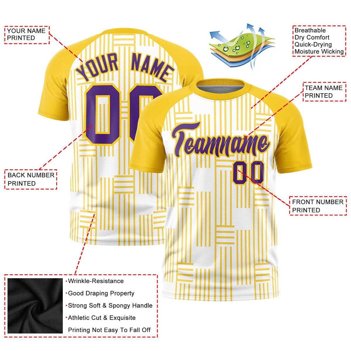 Custom White-Gold 01 Personalized Line Pattern Performance T-Shirt