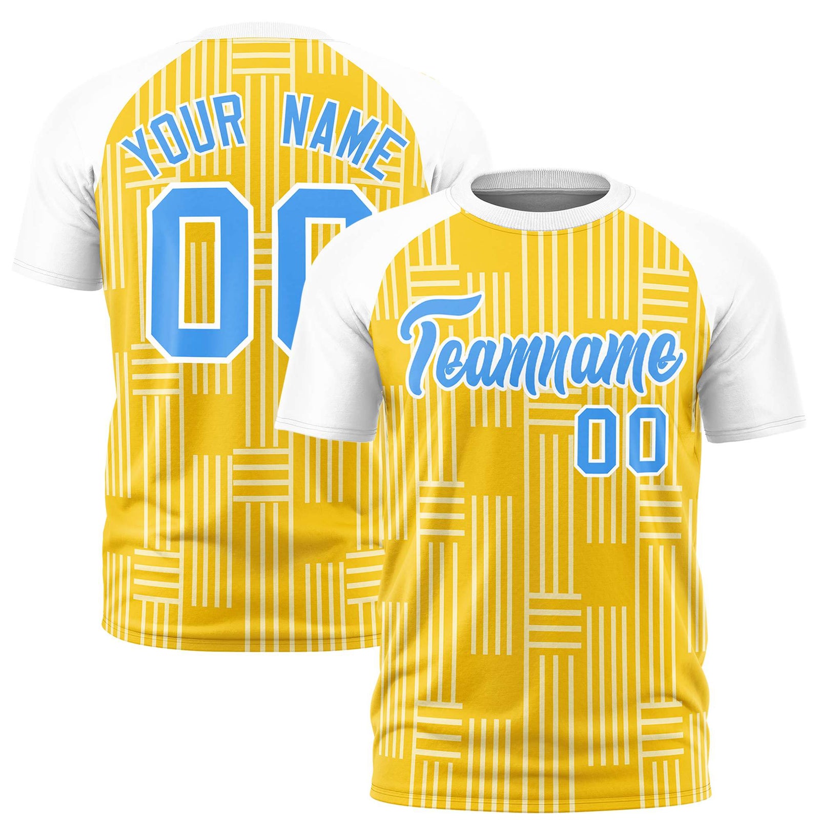 Custom Gold 01-White Personalized Line Pattern Performance T-Shirt