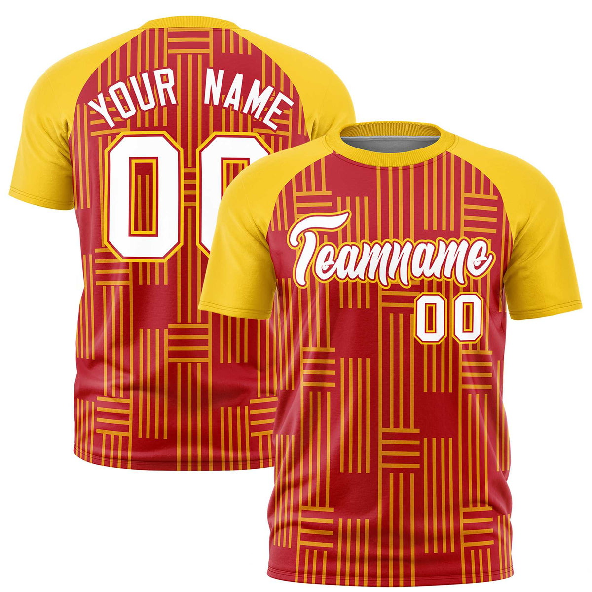 Custom Red-Gold 01 Personalized Line Pattern Performance T-Shirt