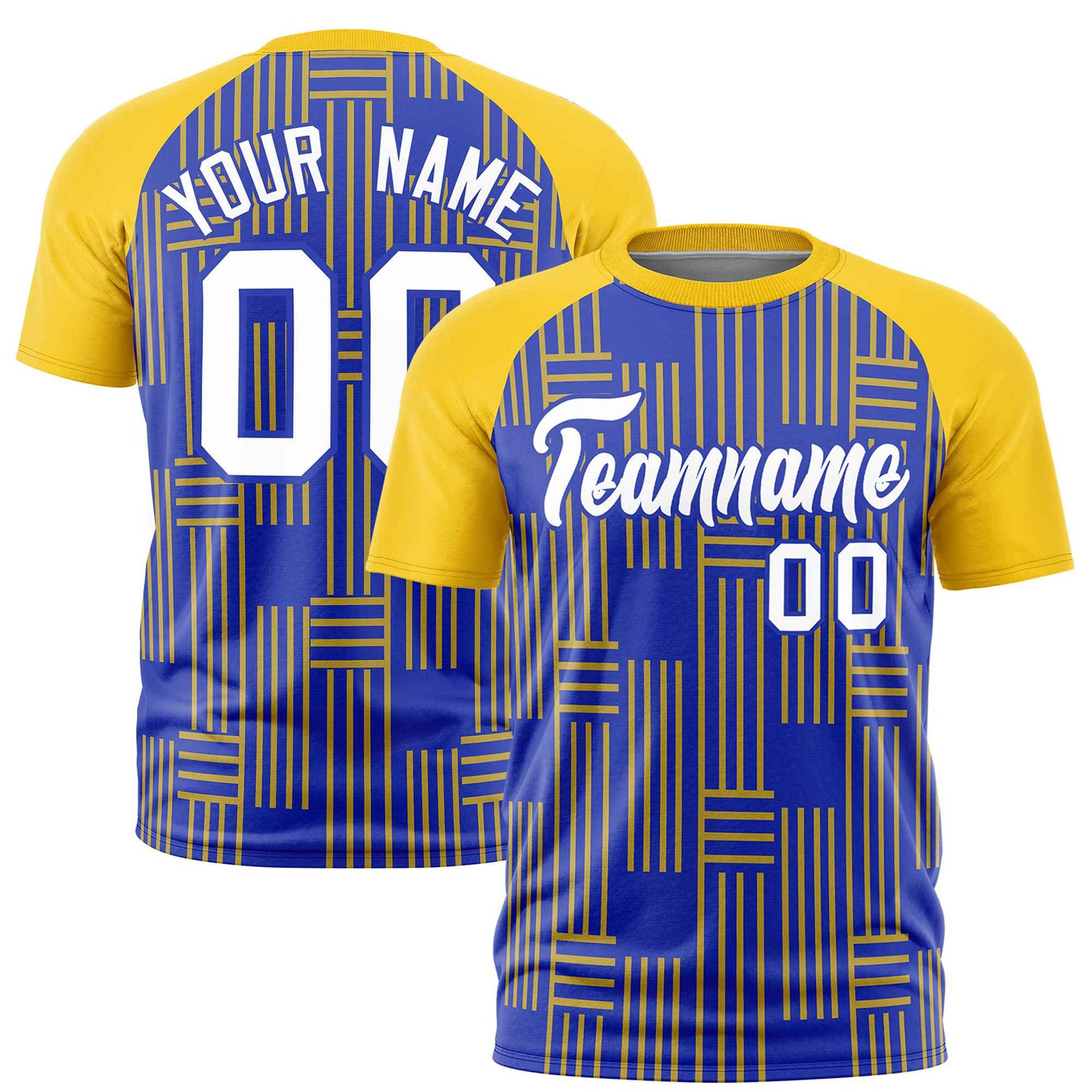 Custom Royal Blue-Gold 01 Personalized Line Pattern Performance T-Shirt