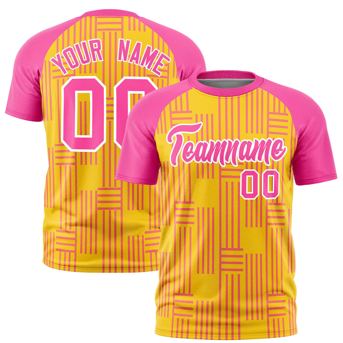 Custom Gold 01-Pink Personalized Line Pattern Performance T-Shirt