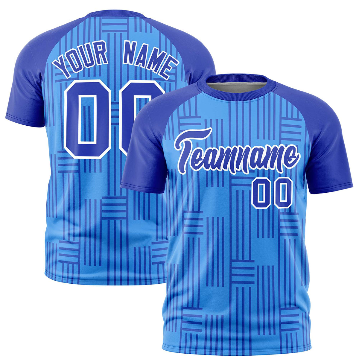 Custom Powder Blue-Royal Blue Personalized Line Pattern Performance T-Shirt