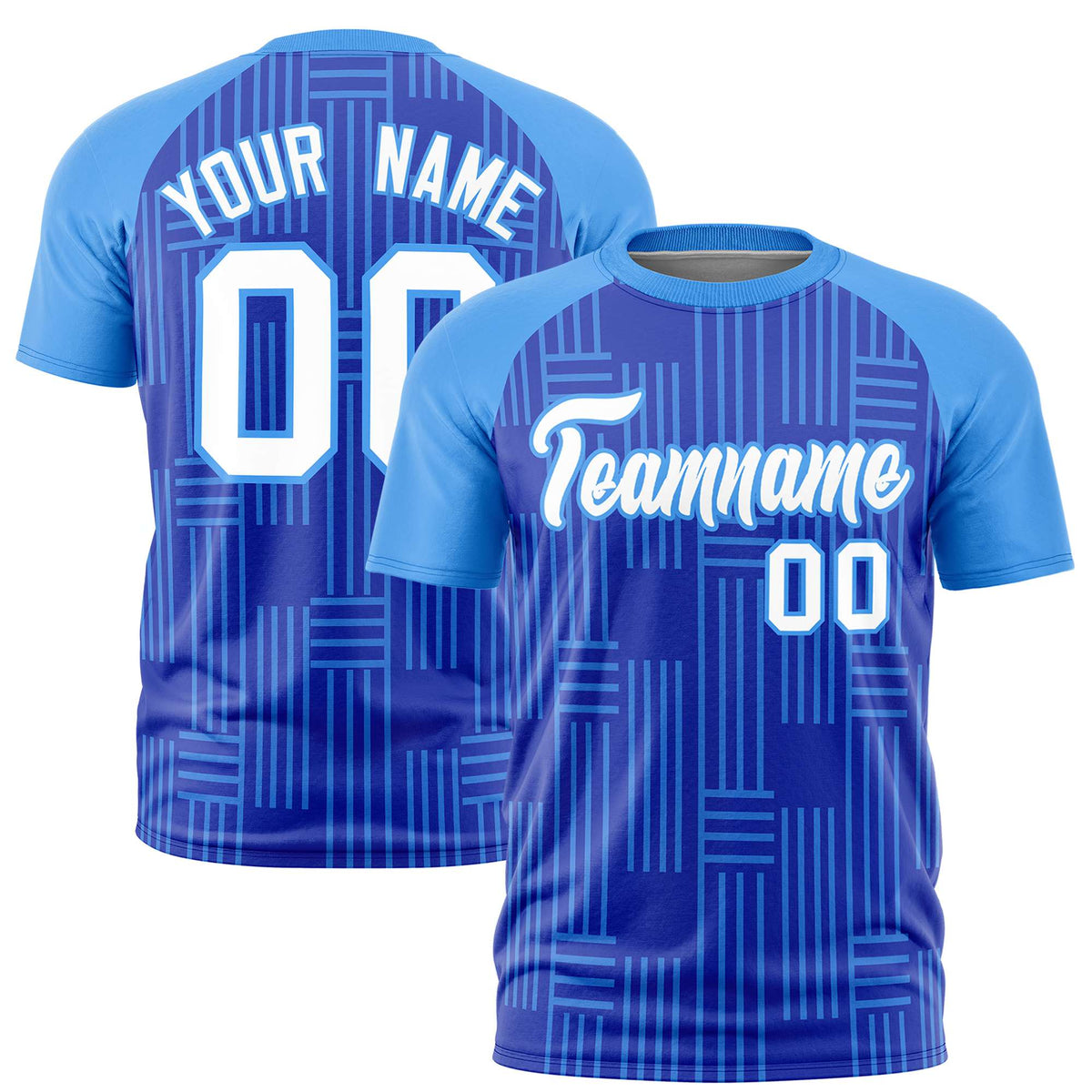 Custom Royal Blue-Powder Blue Personalized Line Pattern Performance T-Shirt