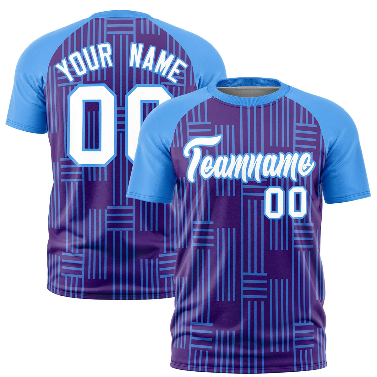 Custom Purple-Powder Blue Personalized Line Pattern Performance T-Shirt