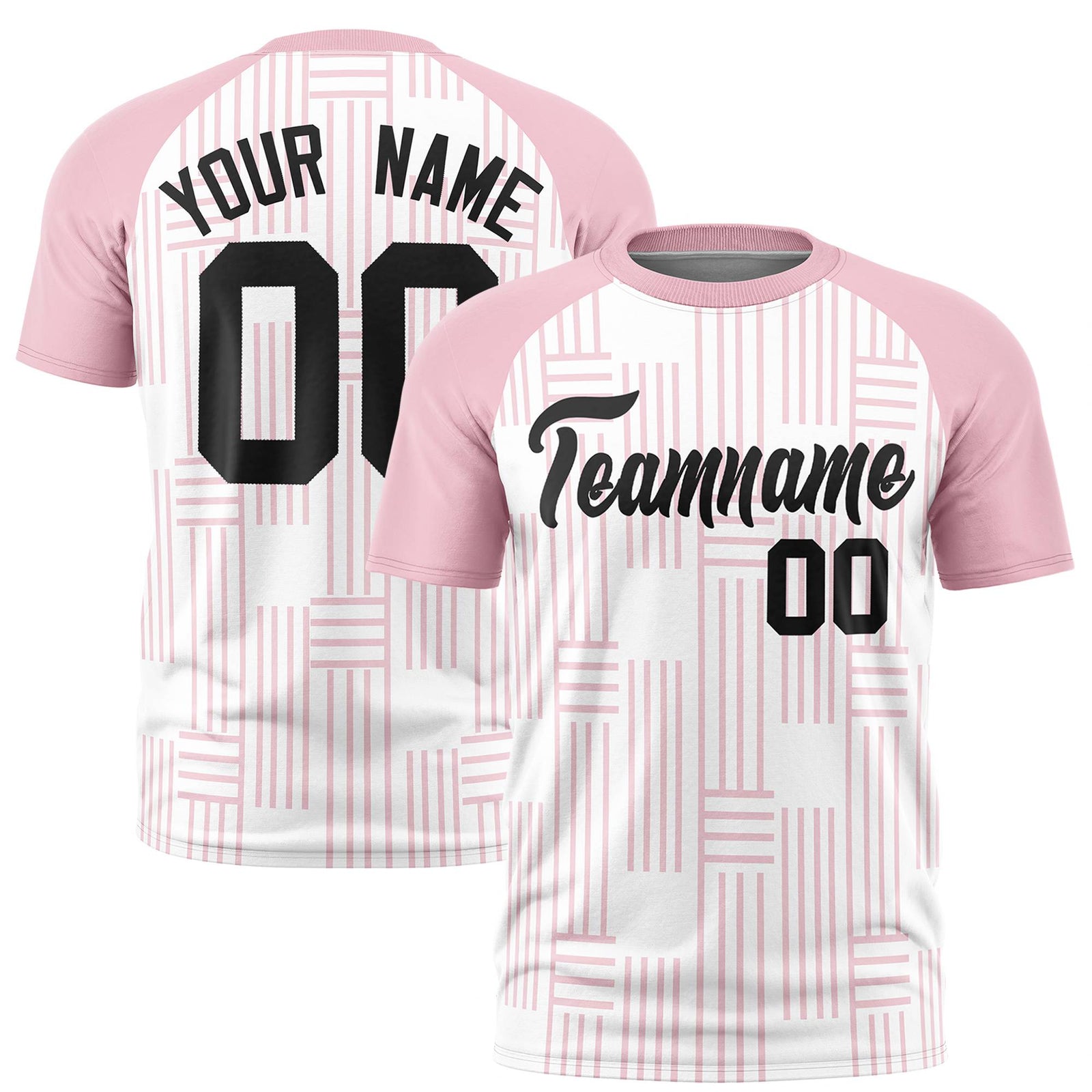 Custom White-Light Pink Personalized Line Pattern Performance T-Shirt