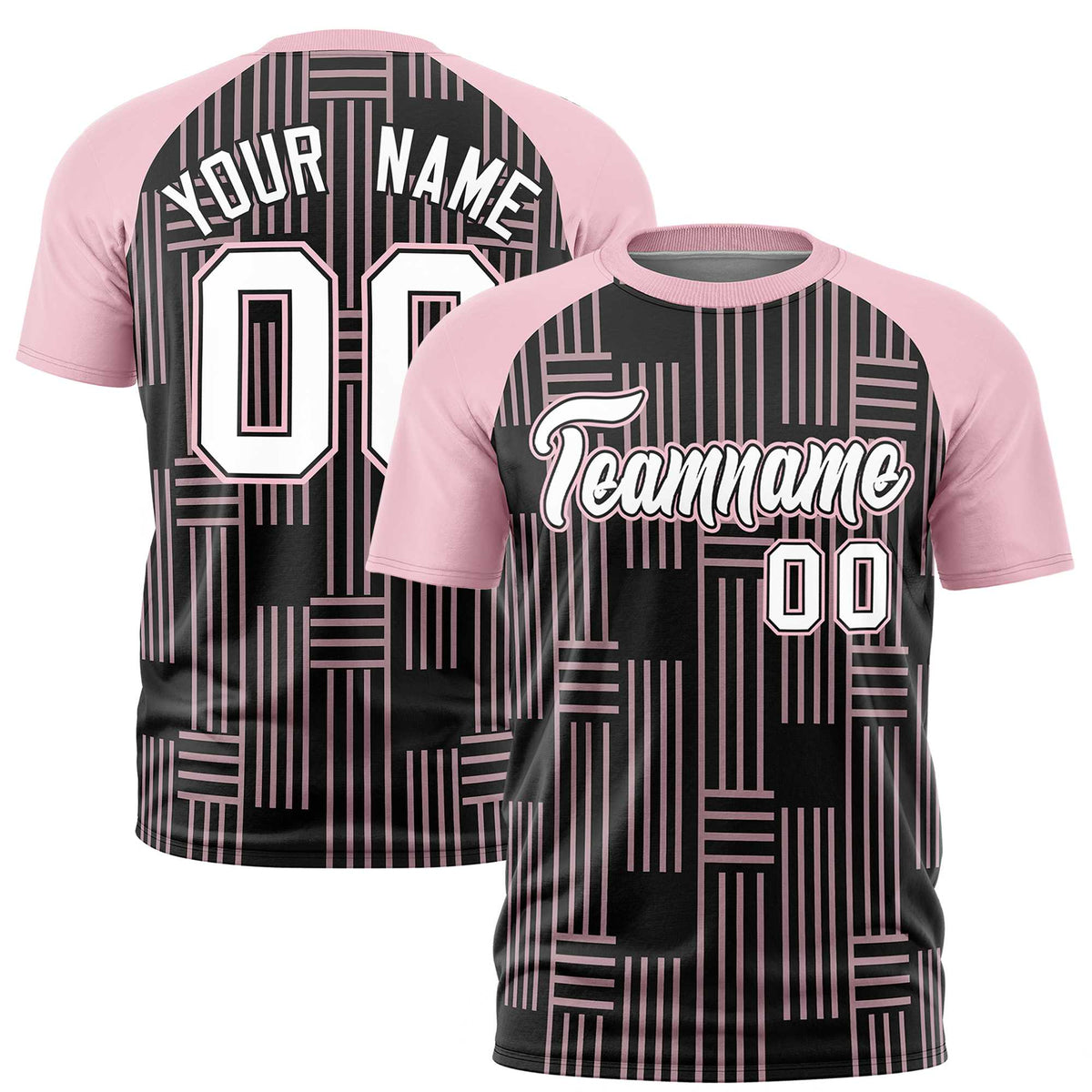 Custom Black-Light Pink Personalized Line Pattern Performance T-Shirt