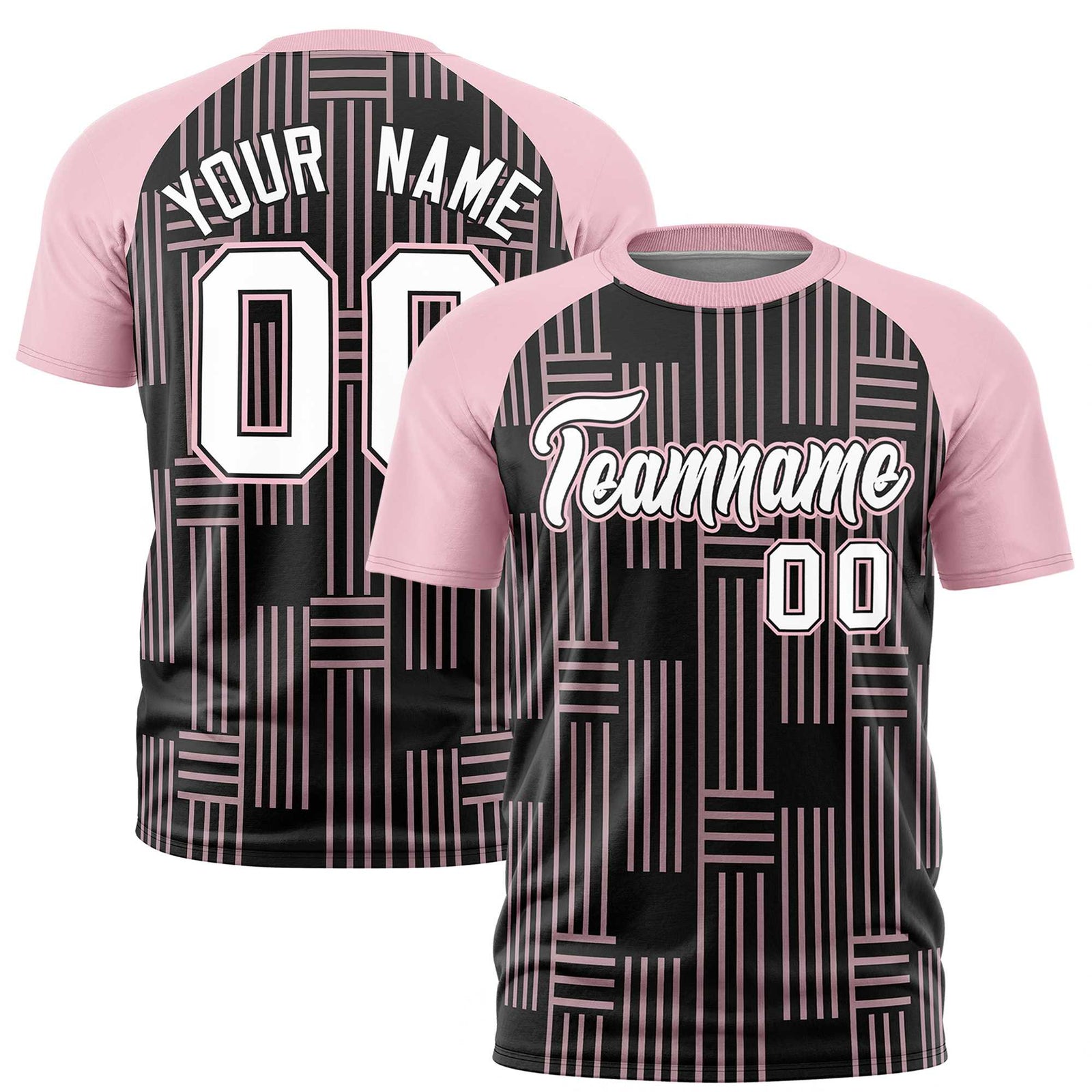 Custom Black-Light Pink Personalized Line Pattern Performance T-Shirt