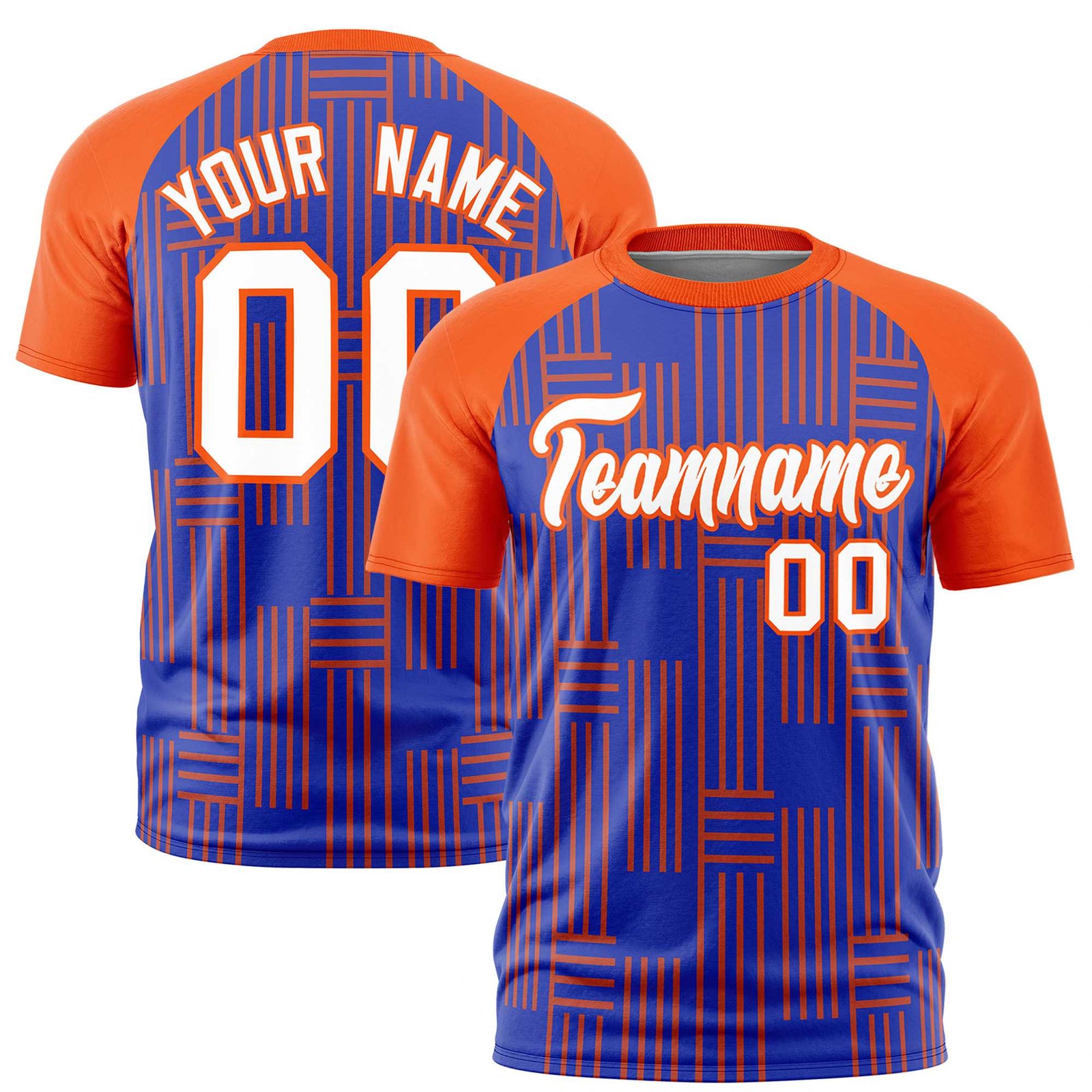 Custom Royal Blue-Orange Personalized Line Pattern Performance T-Shirt