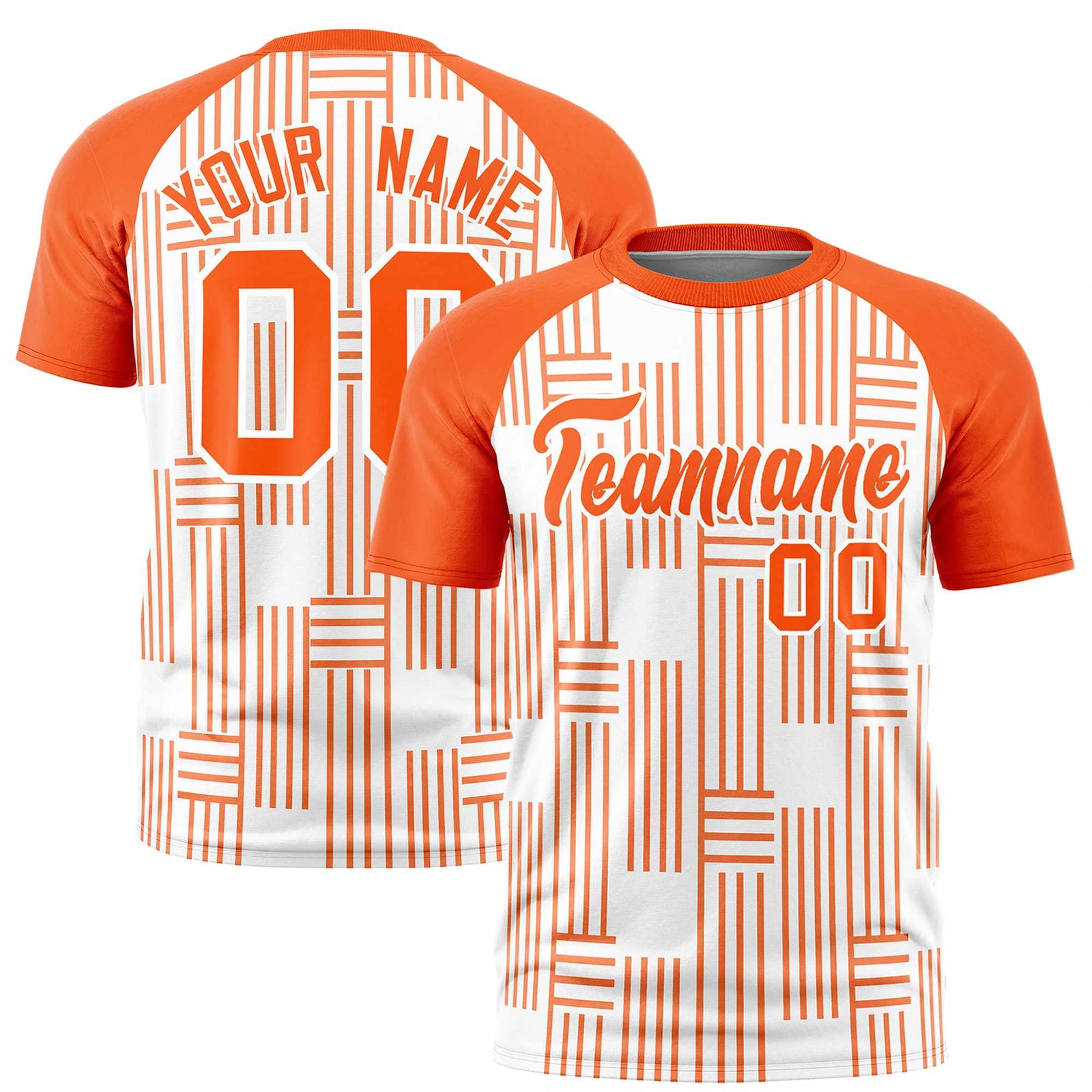 Custom White Orange Personalized Line Pattern Performance T-Shirt