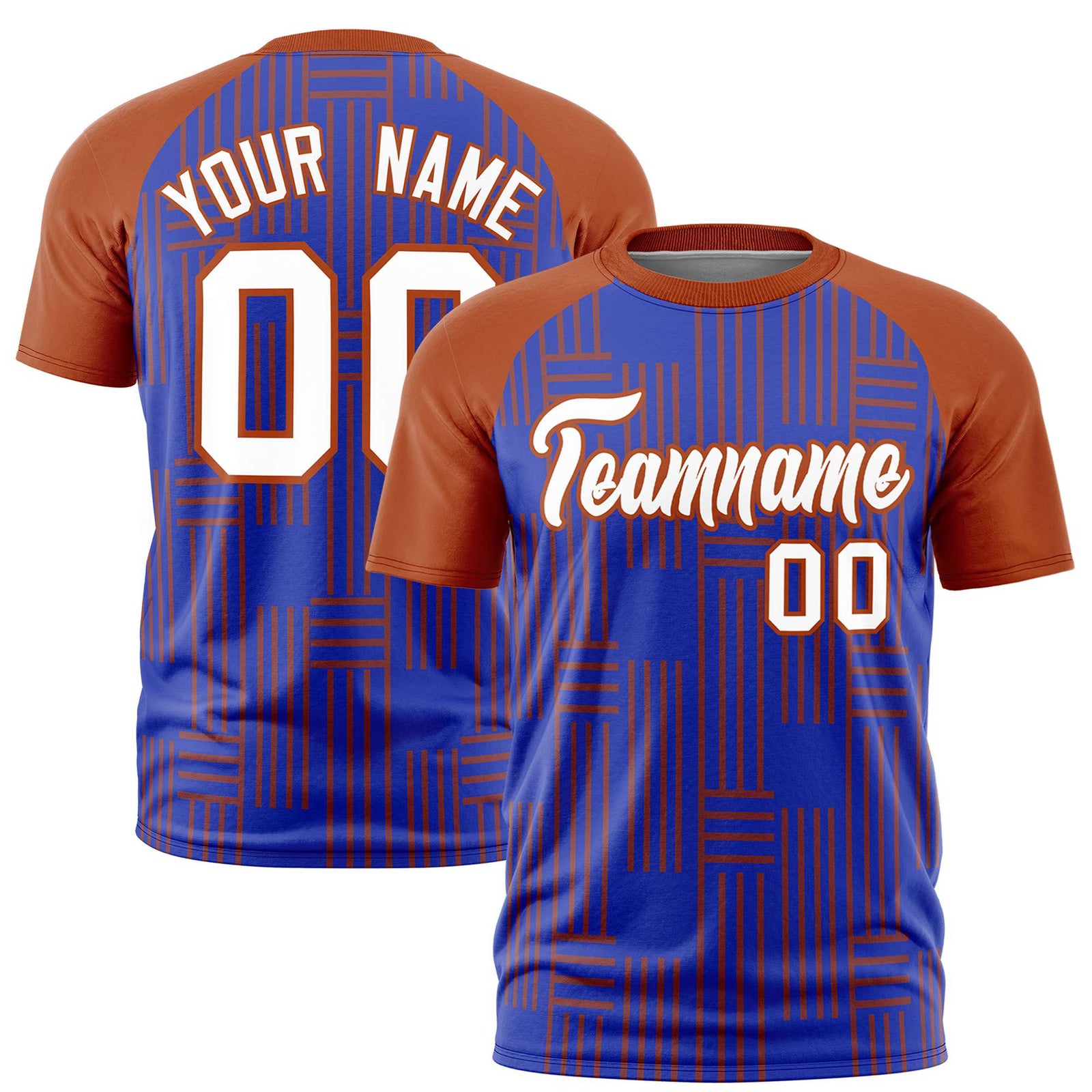Custom Royal Blue-Texas Orange Personalized Line Pattern Performance T-Shirt
