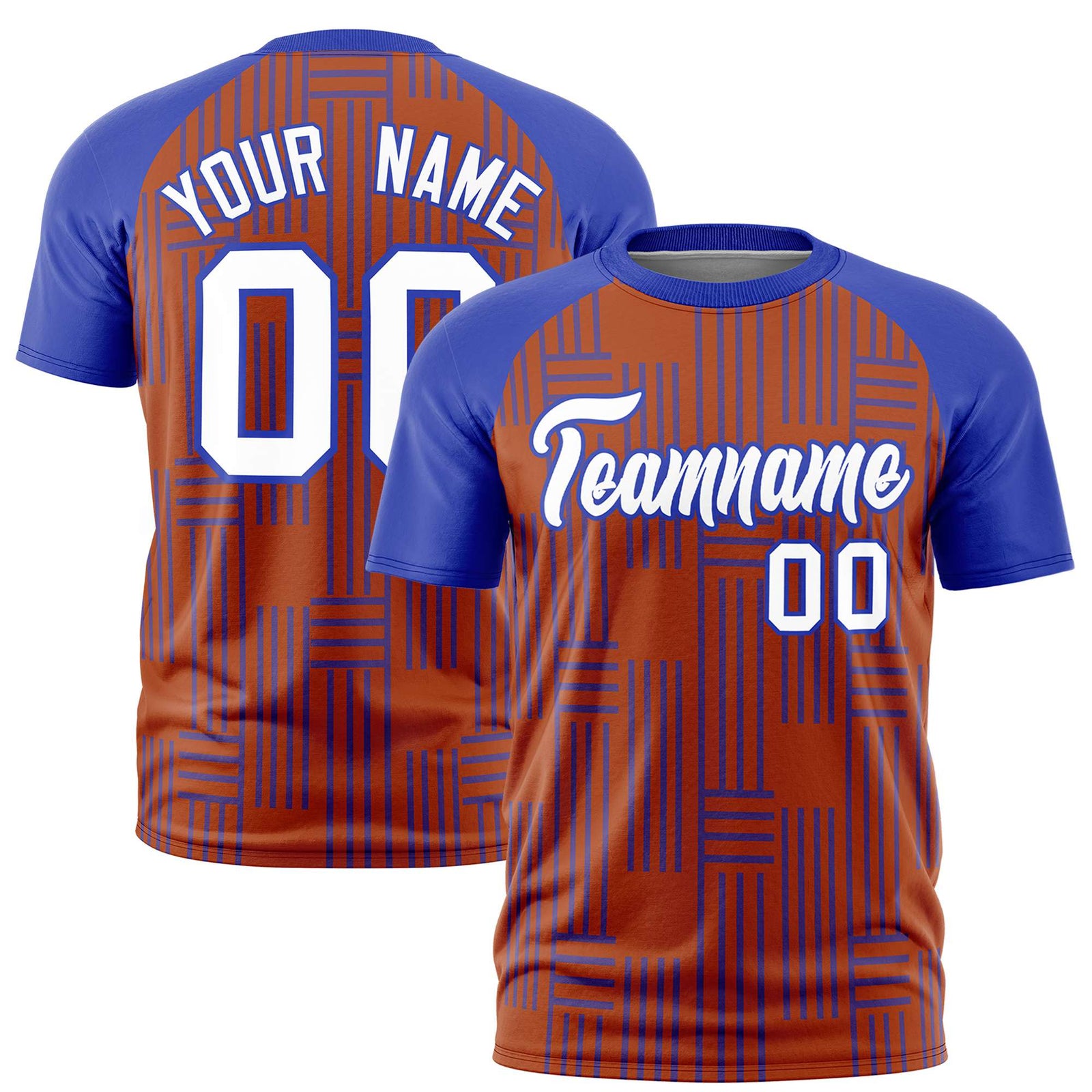 Custom Texas Orange-Royal Blue Personalized Line Pattern Performance T-Shirt
