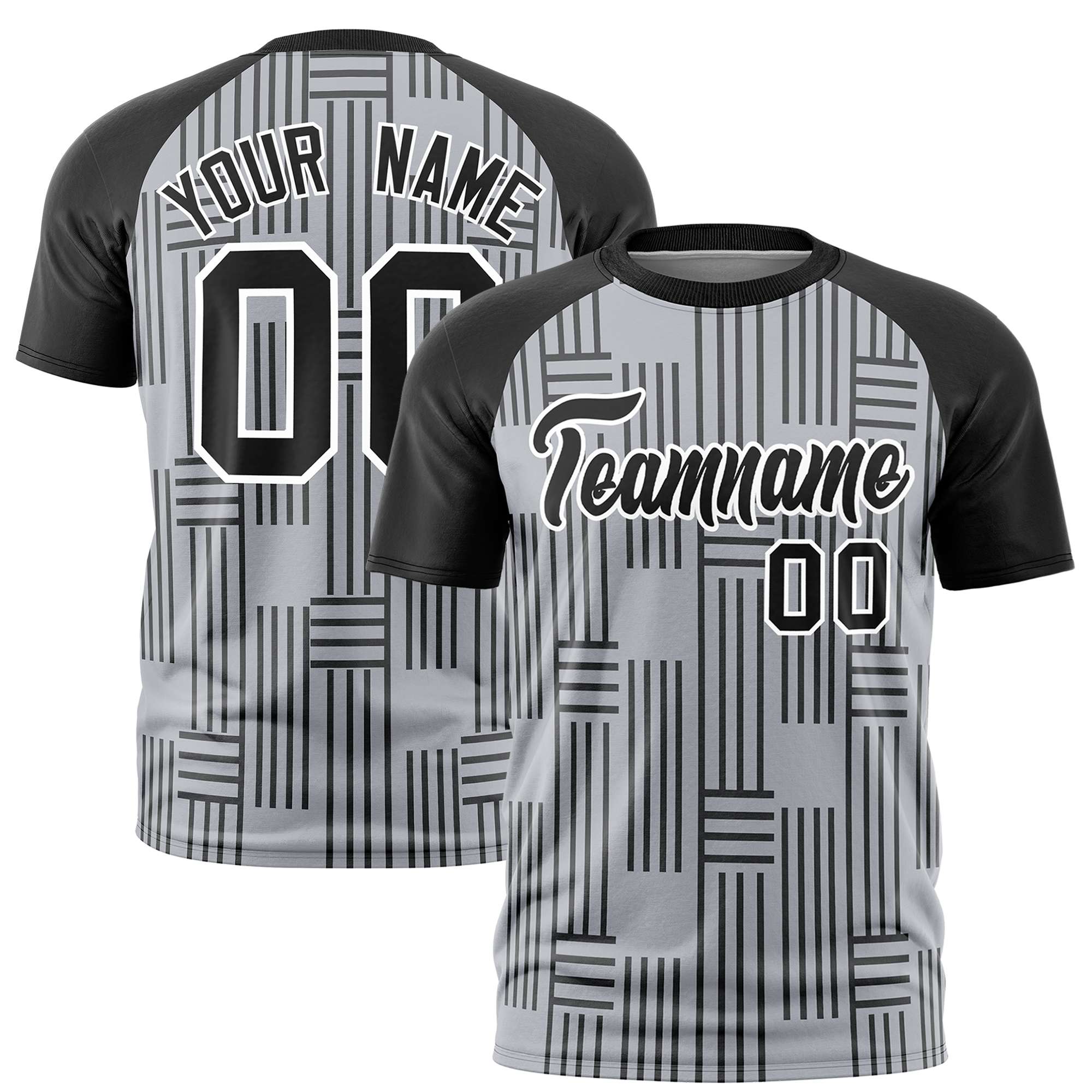 Custom Gray Black Personalized Line Pattern Performance T-Shirt