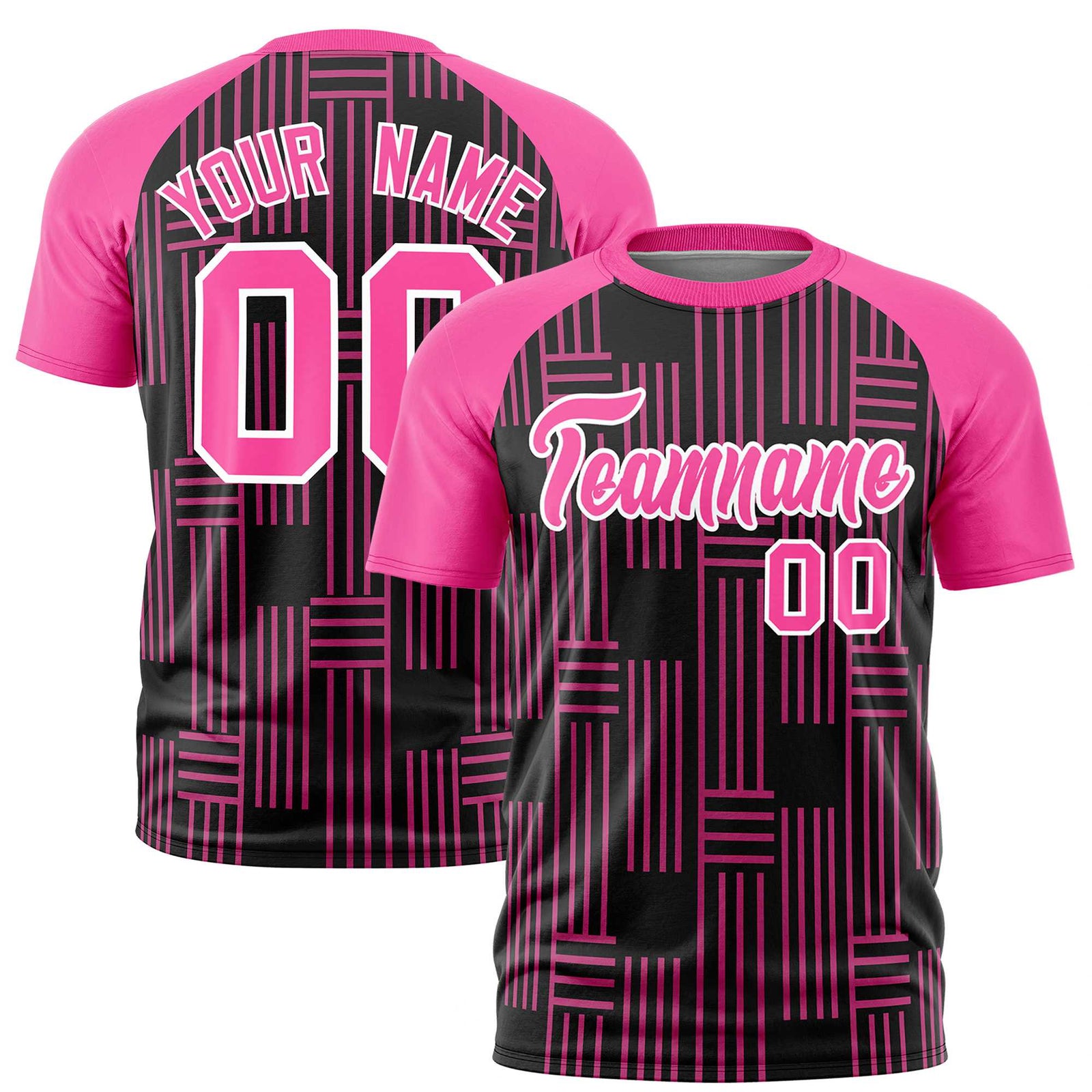 Custom Black Pink Personalized Line Pattern Performance T-Shirt