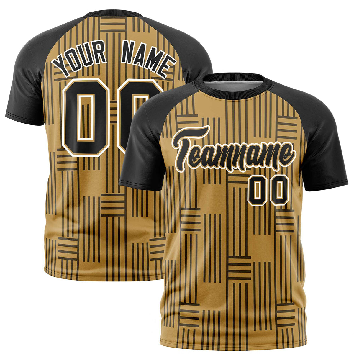 Custom Gold Black Personalized Line Pattern Performance T-Shirt