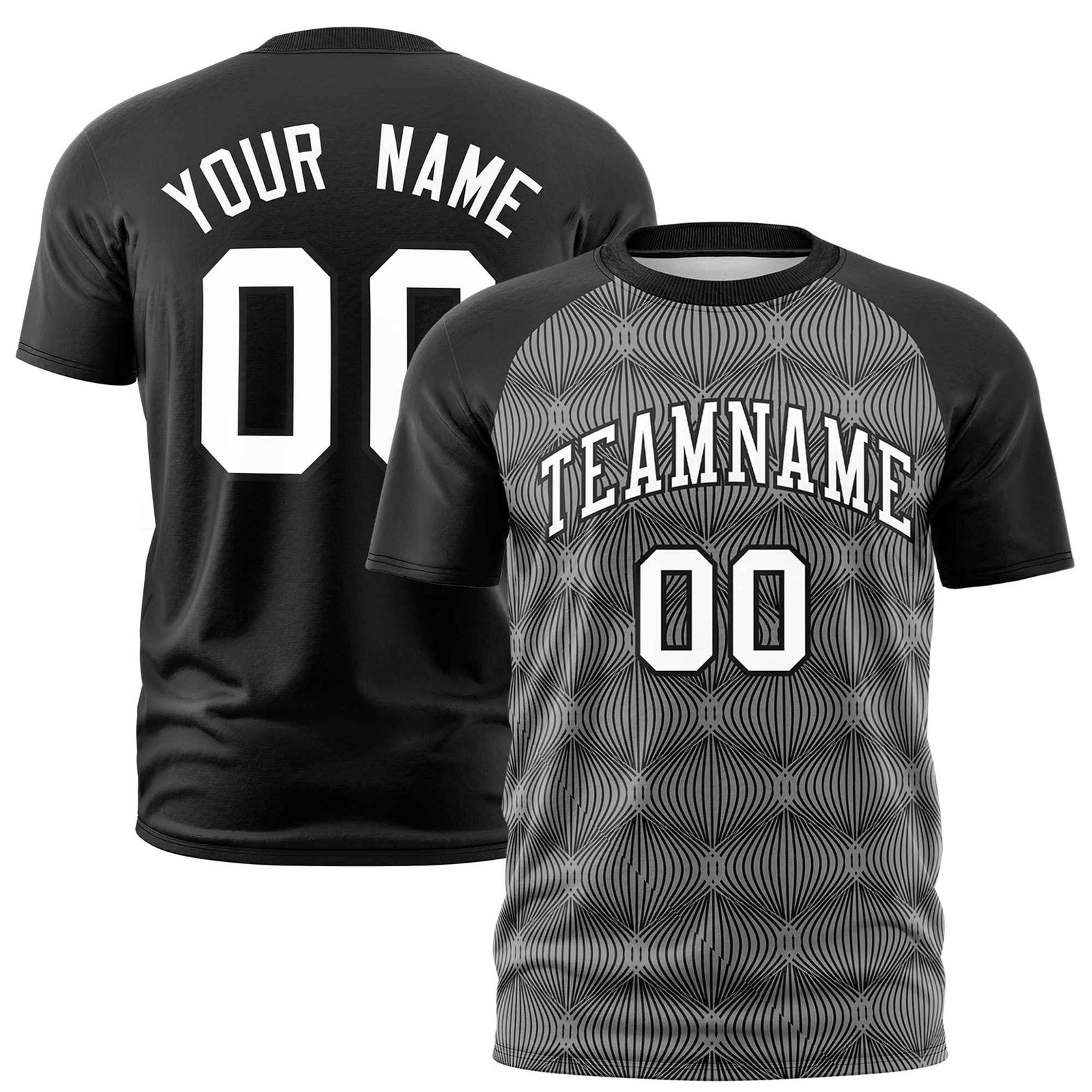 Custom Black Personalized Line Pattern Performance T-Shirt