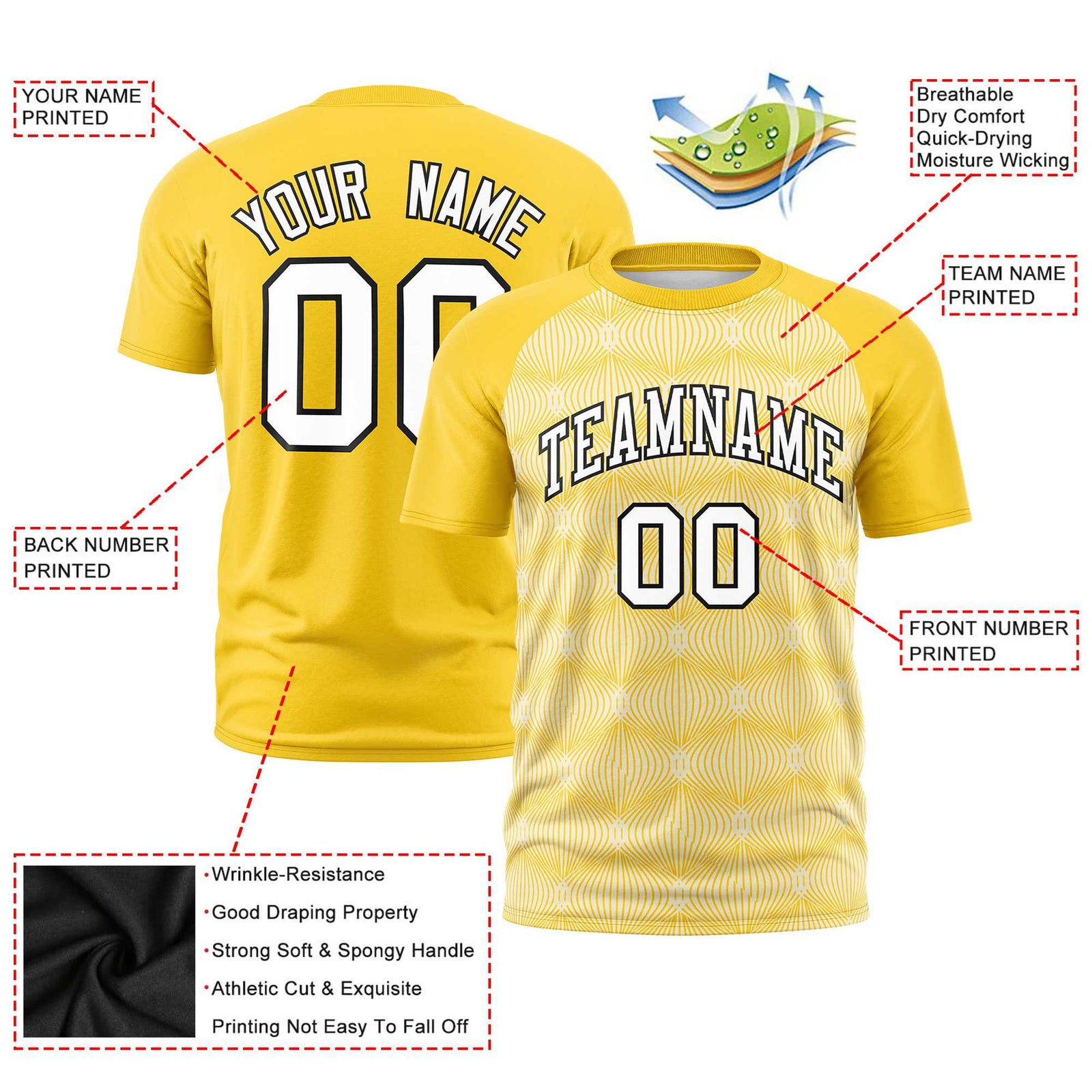 Custom Gold 01 Personalized Line Pattern Performance T-Shirt