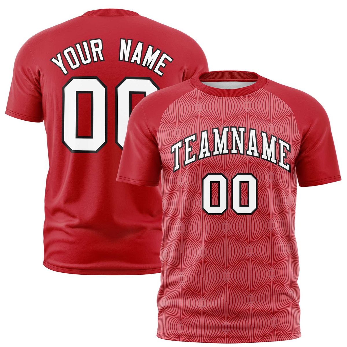 Custom Red Personalized Line Pattern Performance T-Shirt