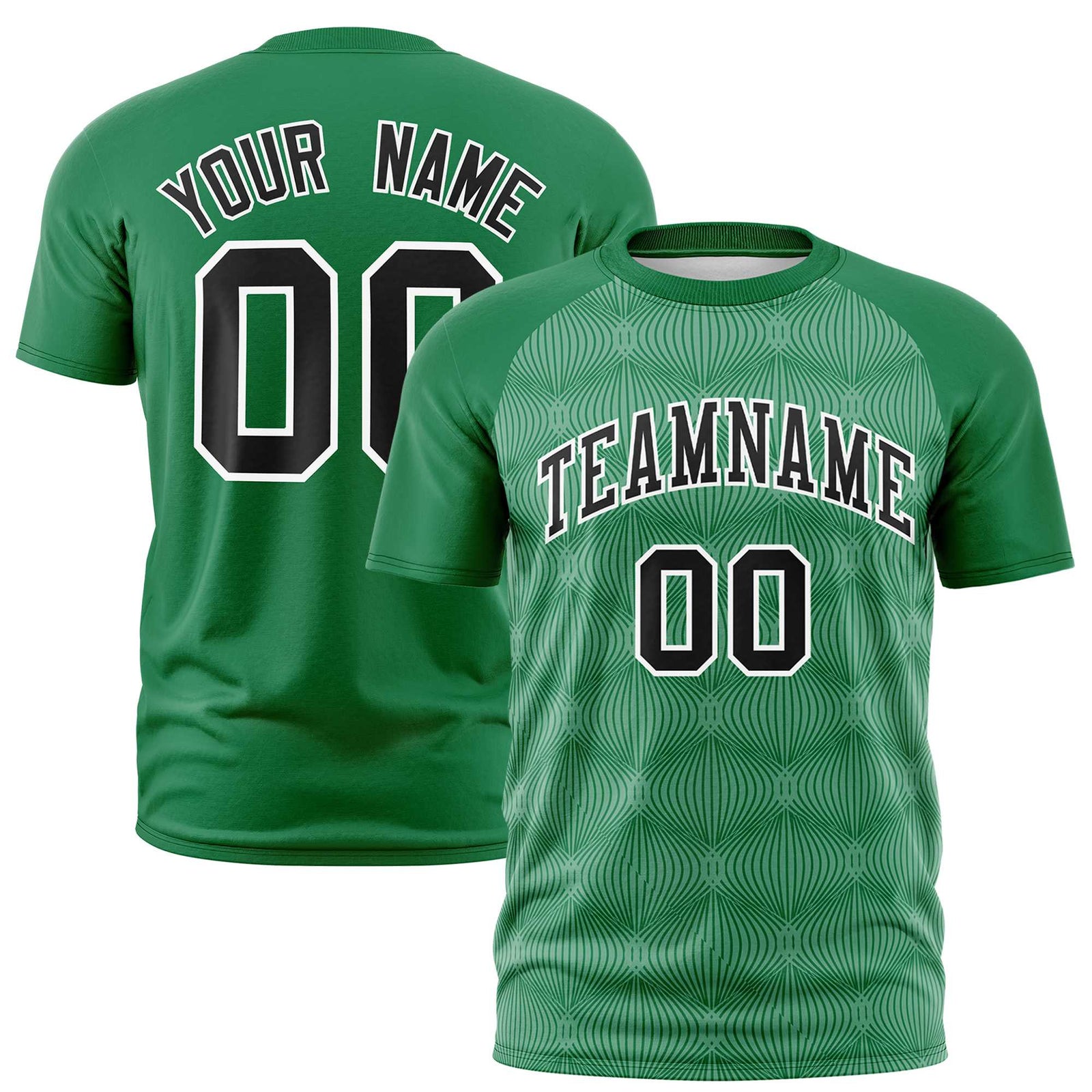 Custom Kelly Green Personalized Line Pattern Performance T-Shirt