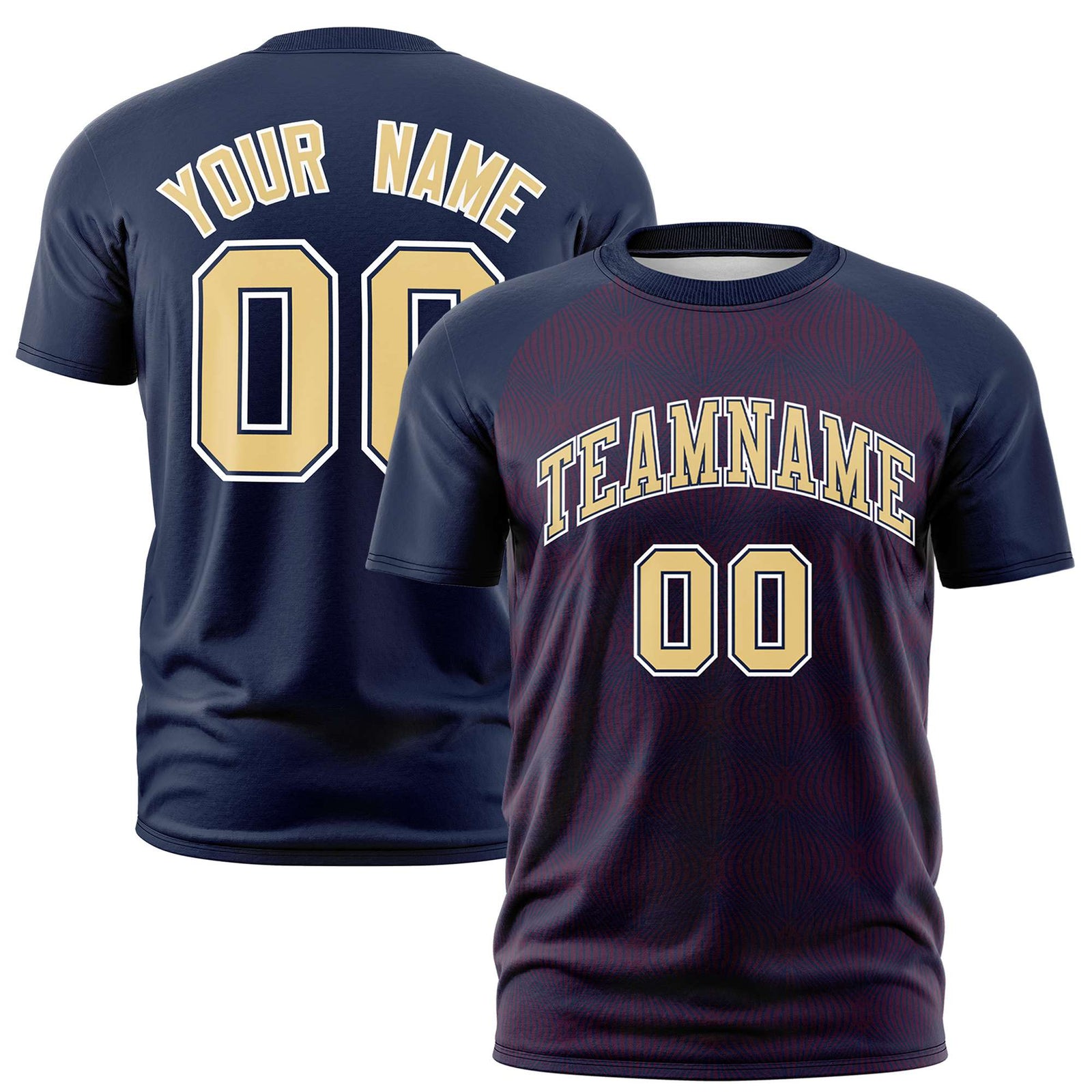 Custom Navy Personalized Line Pattern Performance T-Shirt
